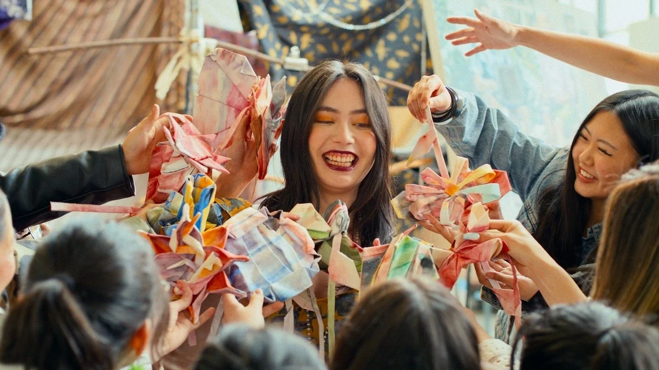 Ariel Dizon Barish (center), Emily Lim (right). Film still from SO TO SPEAK, courtesy of SLOW SLOW SLOW Productions