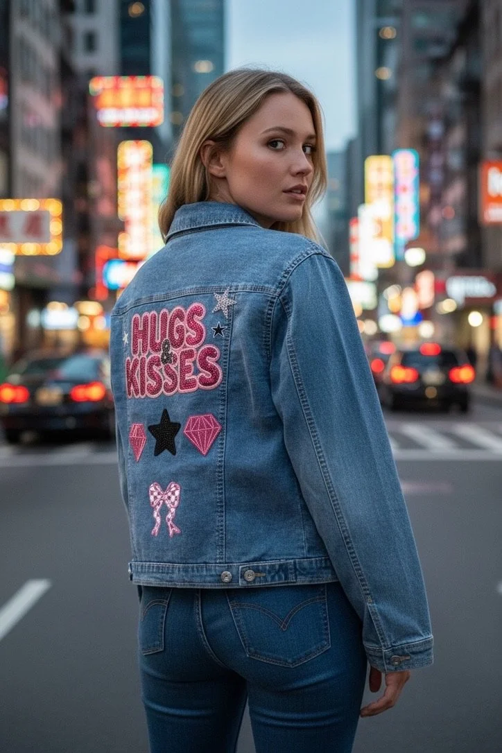 Custom Patch Jacket, "Hugs & Kisses", Large