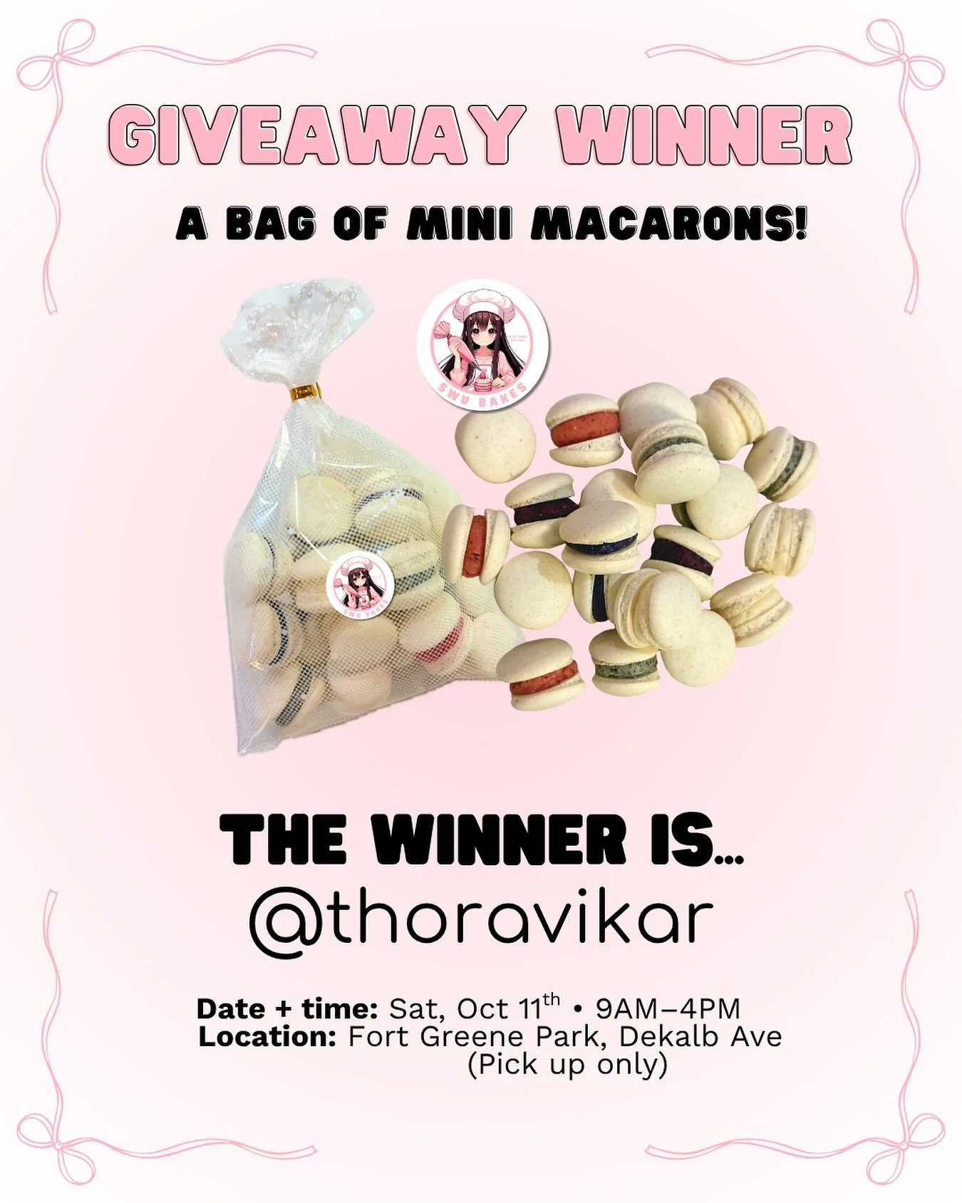 ✨ GIVEAWAY WINNER ✨ Congrats @thoravikar! 🥳 You&rsquo;ve won our macaron giveaway! 💕
 Thank you to everyone who joined &mdash; your support means so much! Stay tuned for more sweet surprises 

#macarongiveaway #winner #thankyou #sweetsurprise #maca