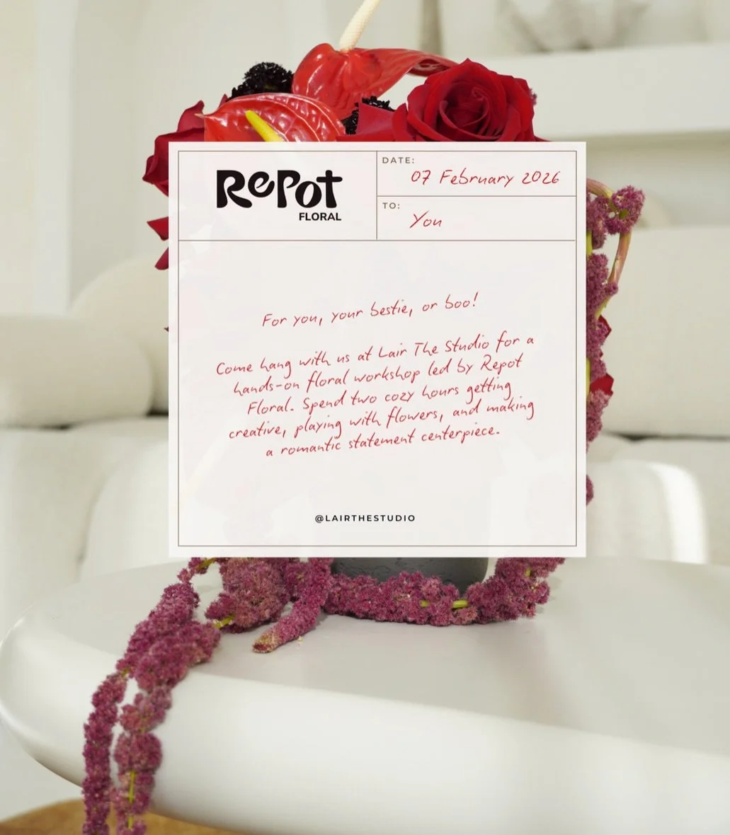 Galentine&rsquo;s Day! 🥀

Grab your girls or your boo and join us at @lairthestudio for a Valentine&rsquo;s-themed luxe floral workshop led by @repot_floral 😍

Learn th art of modern floral design and create a romantic statement centerpiece perfect