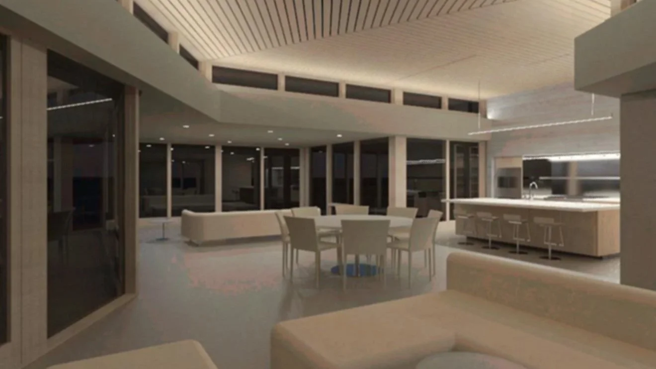 Rendering-kitchen from living