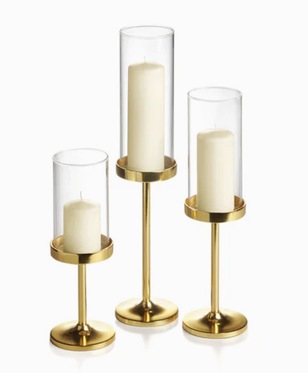 Gold Pillar Candle Holder - Event and Wedding Centerpieces Rental in Tampa, Fl
