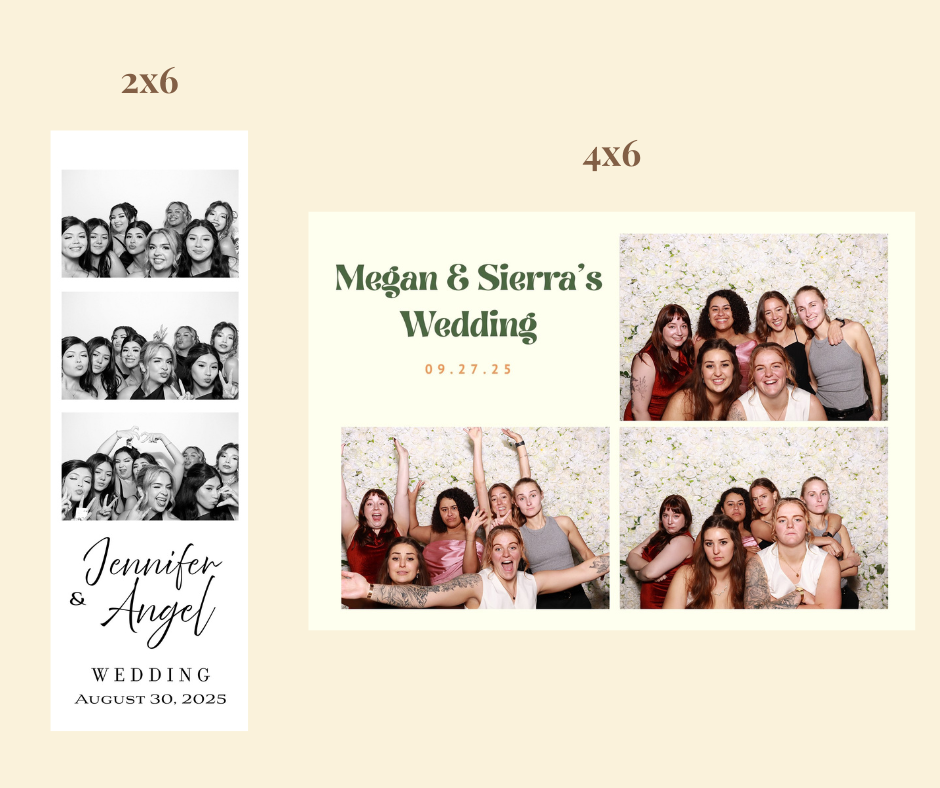Photo booth print size options for events in Portland oregon.