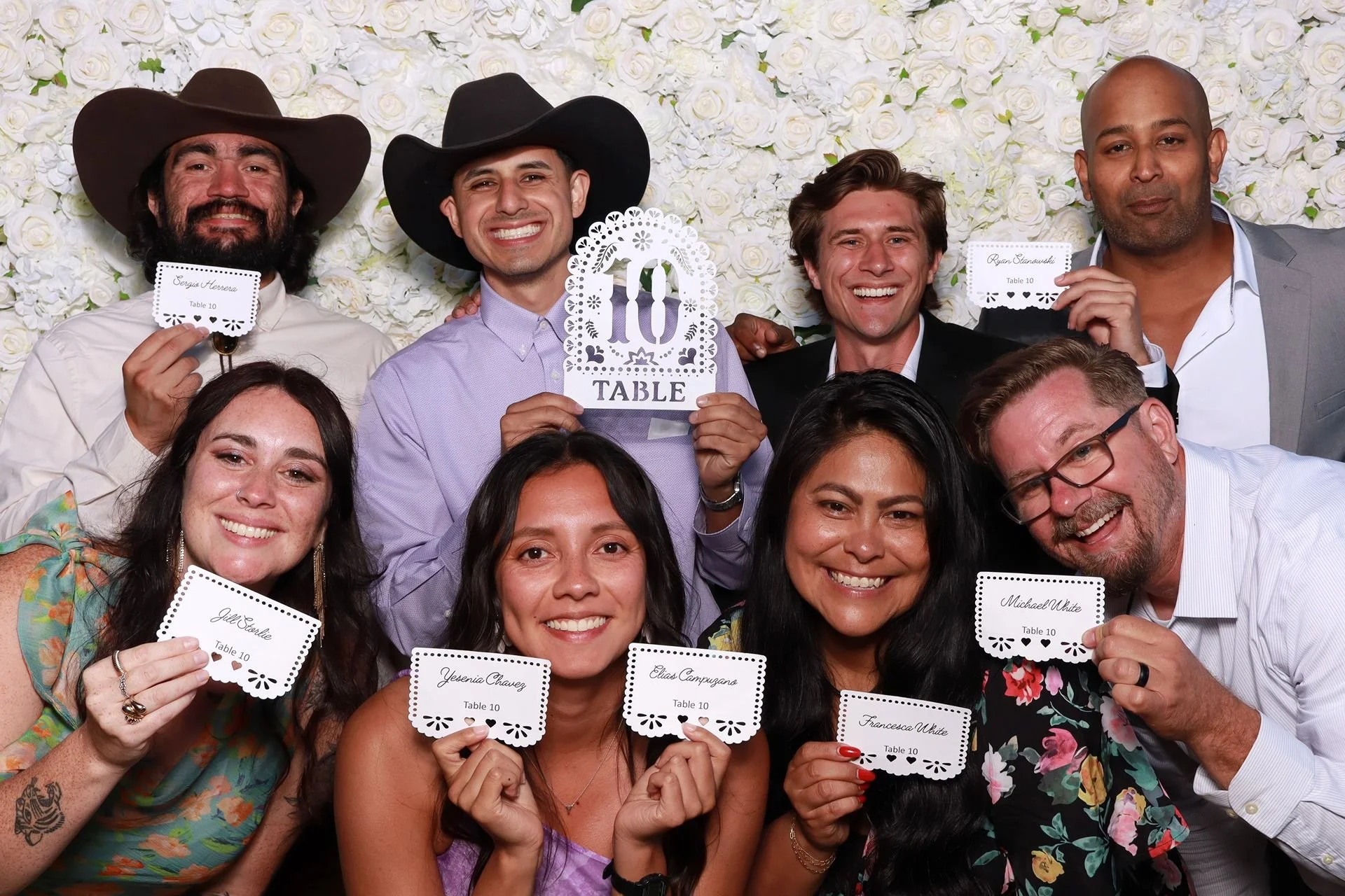 Wedding party posing for photo booth in Alsea Oregon.