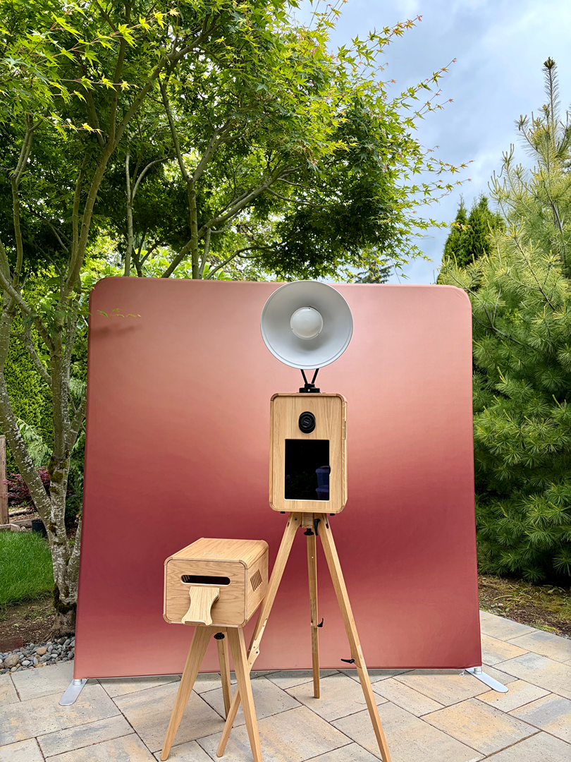 Vintage open-air photo booth available for rental in Portland Oregon.