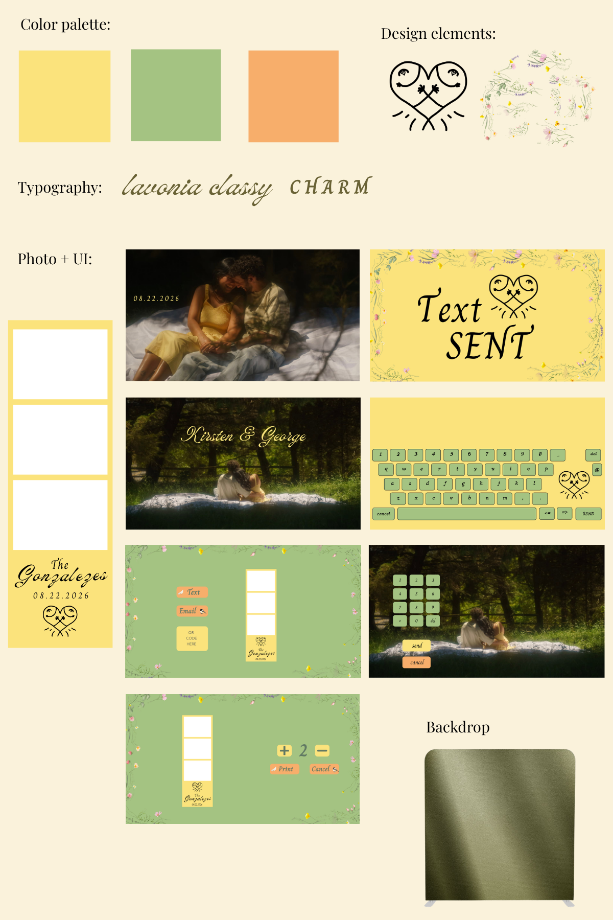 Photo booth design screen preview for an oregon wedding.