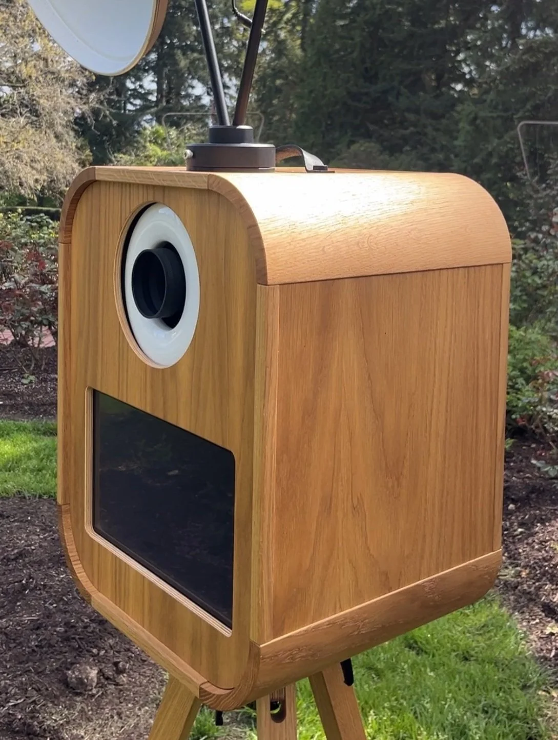 Wooden photo booth in Portland.