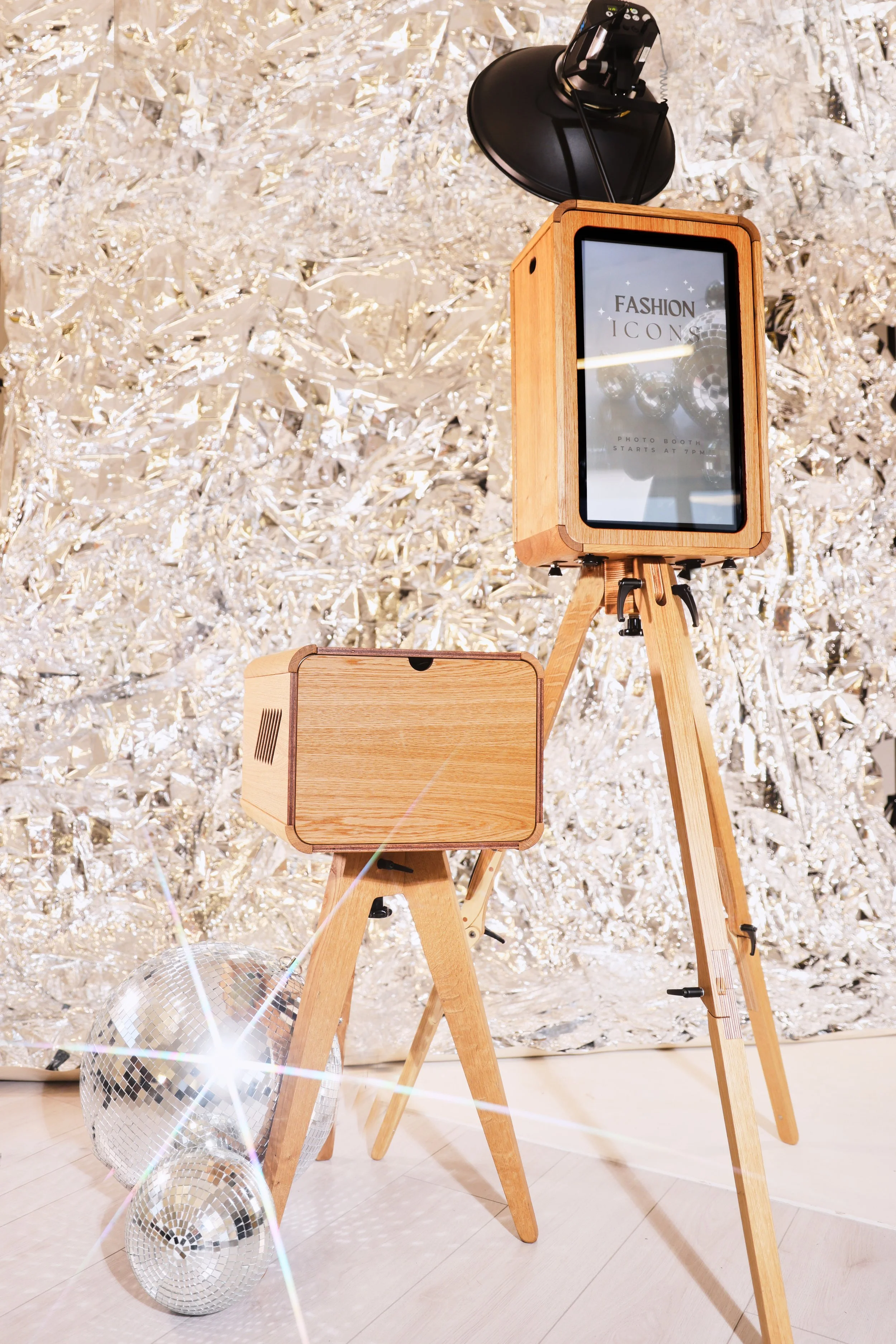 Wooden photo booth available for weddings and corporate events in Portland Oregon.