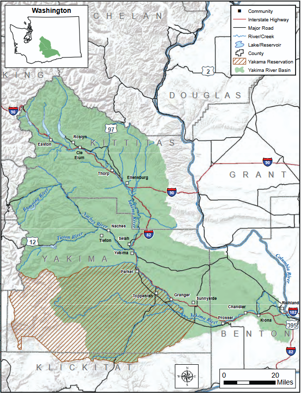 Map of Yakima River Basin, taken from Reference 1.