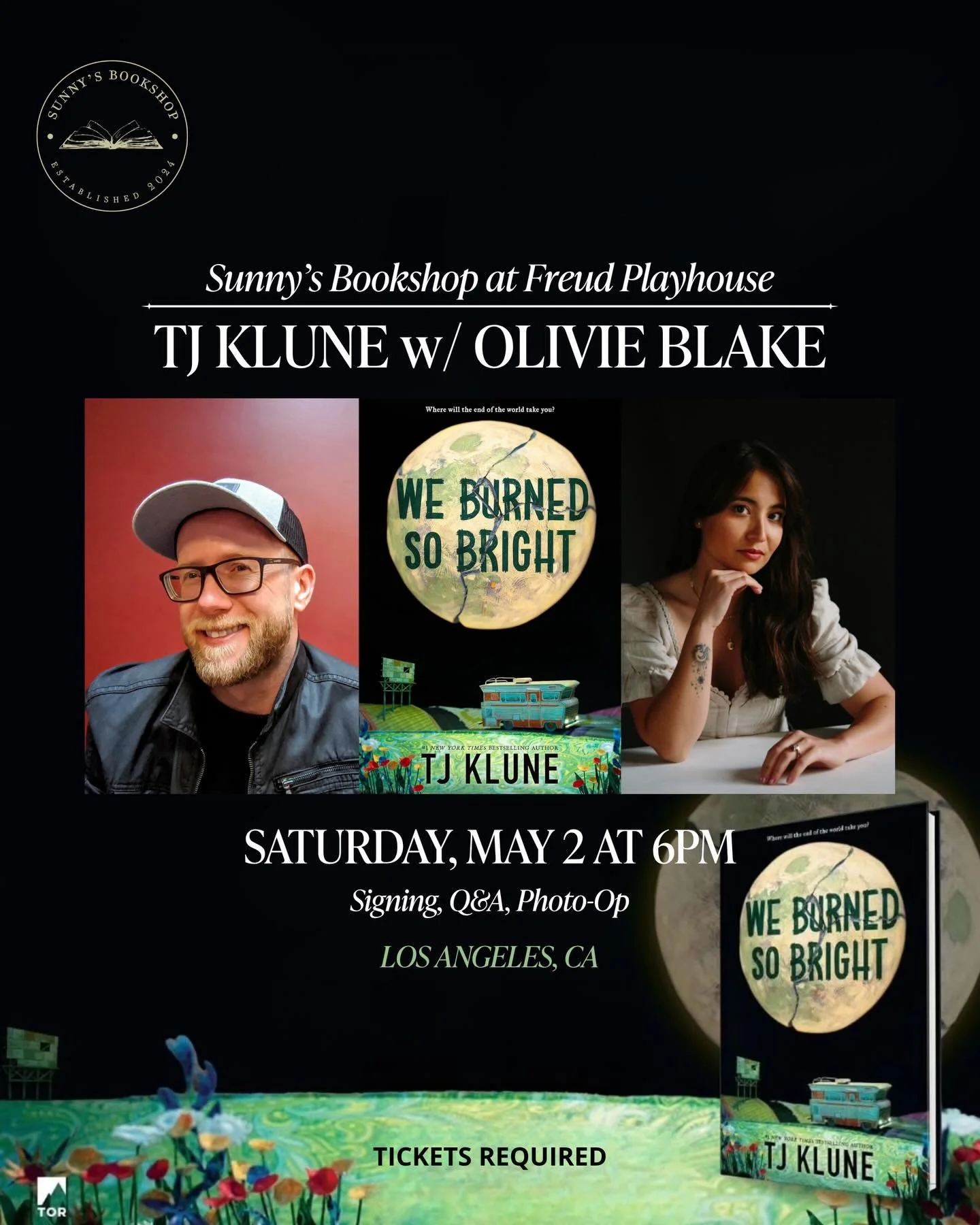 Offsite event! 💫We are so excited to host the amazing TJ Klune at UCLA&rsquo;s Freud Playhouse on May 2nd at 6PM to celebrate his upcoming novel &ldquo;We Burned So Bright&rdquo;. Joining TJ will be bestselling author Olivie Blake @olivieblake !

To