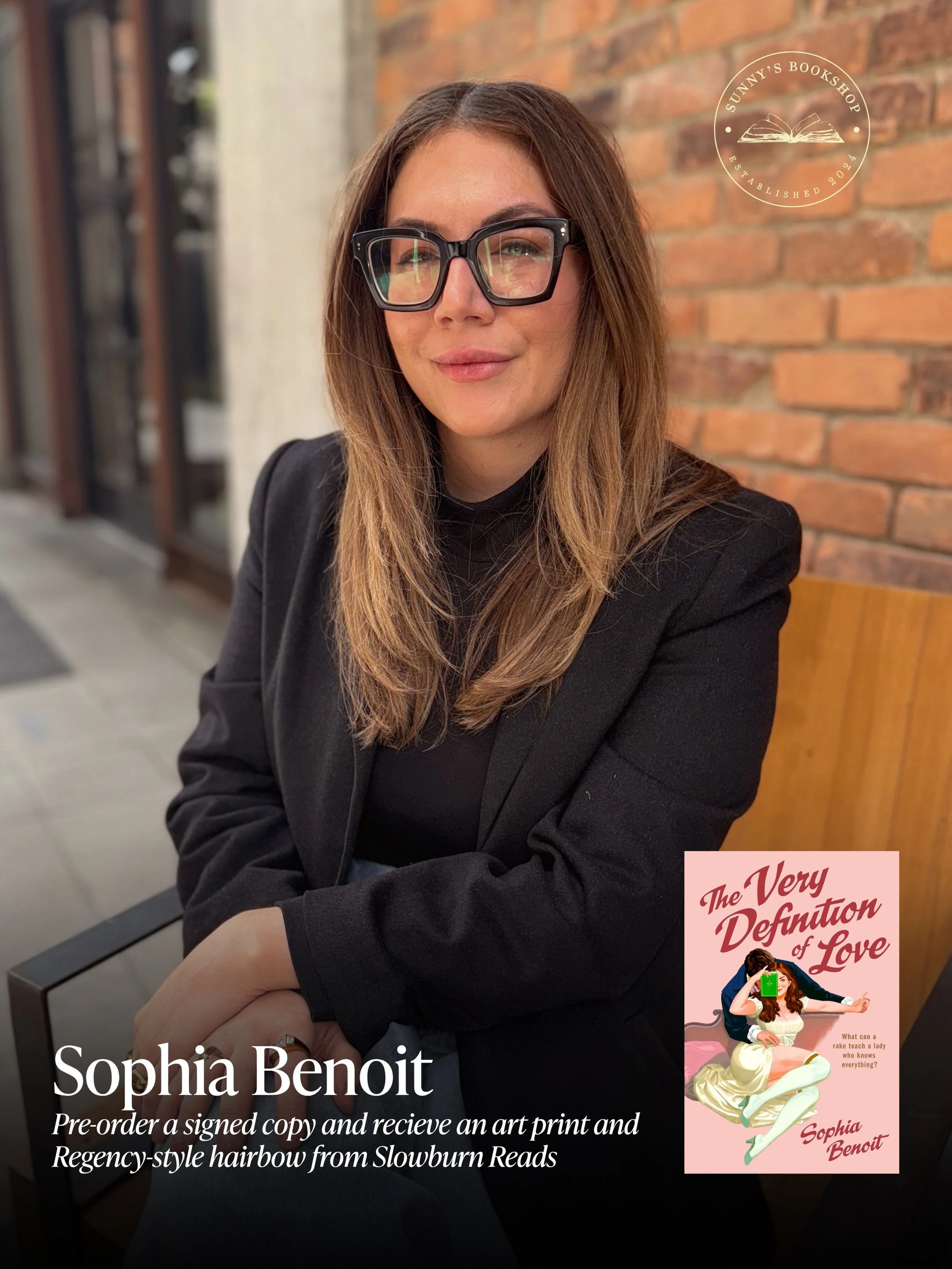 Look who&rsquo;s coming in to sign copies!! Pre-order @sgbenoit &ldquo;The Very Definition of Love&rdquo; and receive a signed copy, an art print, and Regency-style hairbow from @slowburn.reads 🤍

#sunnysbookshop #books