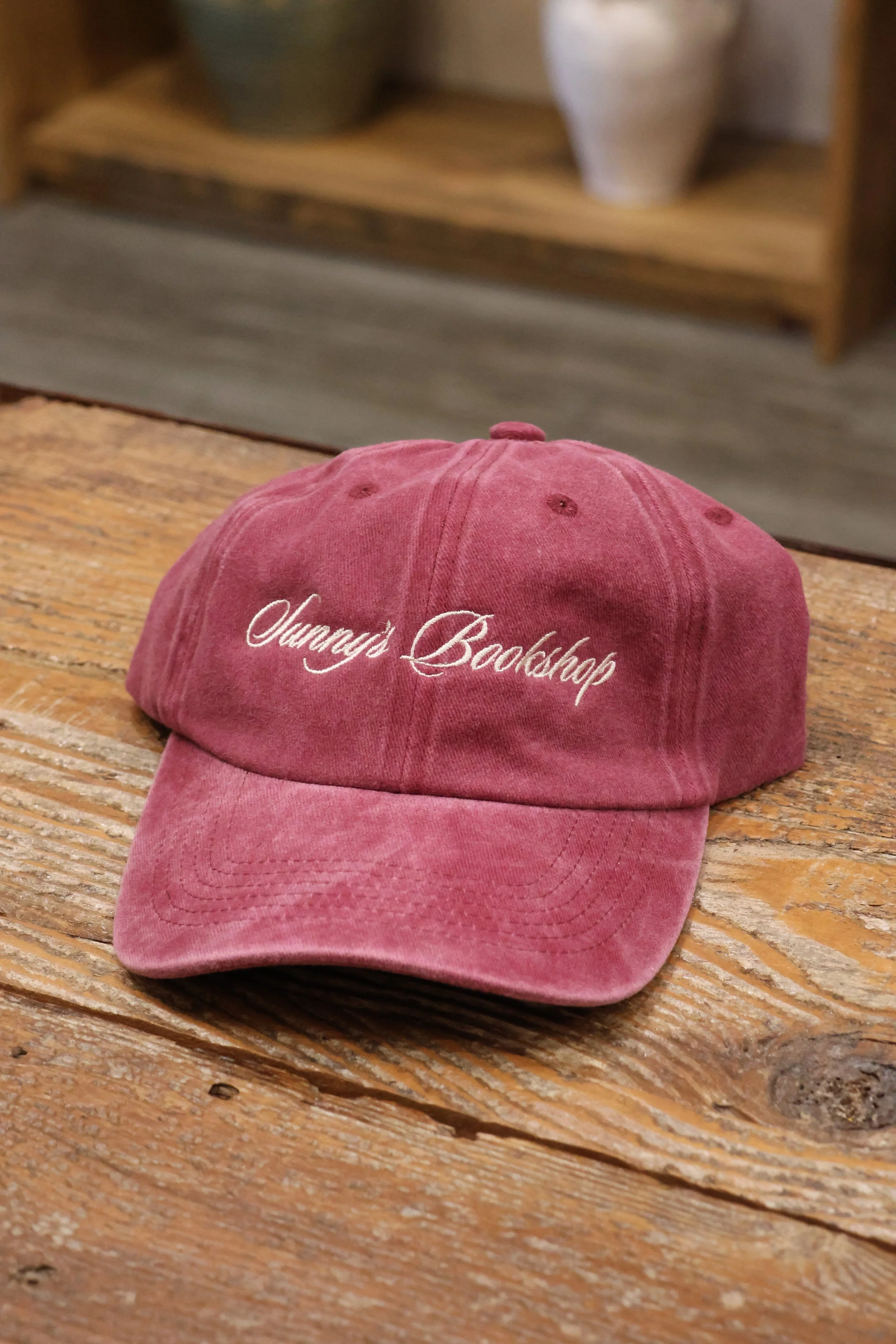 Sunny's Bookshop Script Cap | burgundy hat