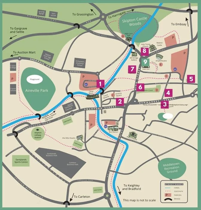 A map of Skipton showing the Eco Trail route (2026 version).