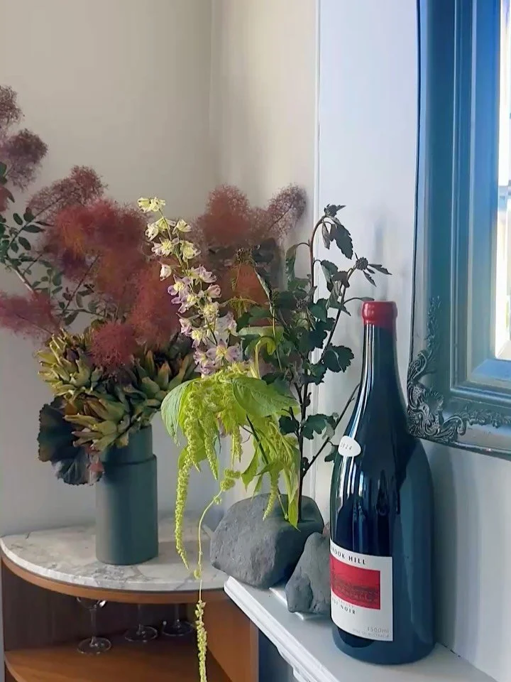 I had the sweetest honour creating florals for Em&rsquo;s dad&rsquo;s 70th. A lifelong lover of botanical gardens, we wanted to bring that feeling right to the dinner table, quiet, earthy, full of meaning. @emwalkemeyer donated the beach washed rocks