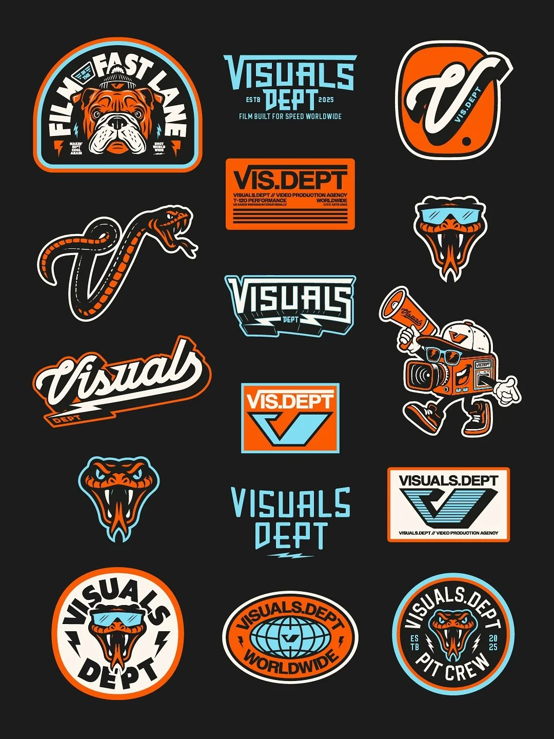 Visuals Dept. 01: I recently worked with super talented Videographers @visualsdept on their rebrand and got completely lost in the sauce! 
Whether they be in the Pitlanes of the British Superbikes, catching all the burning rubber at Drift Masters, or