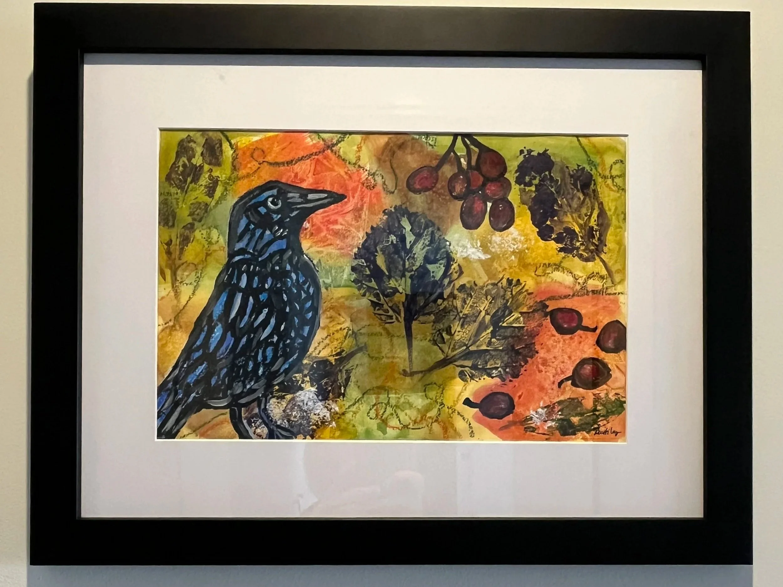 Black Bird original mixed media painting