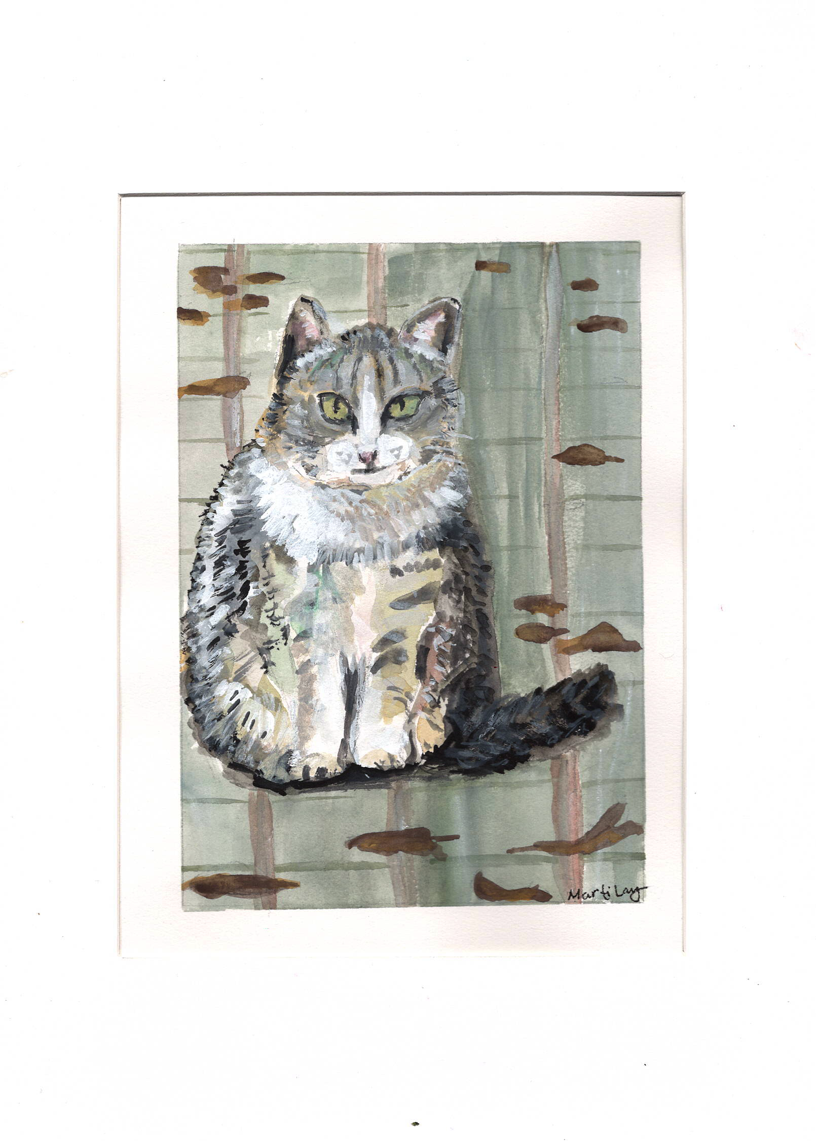 gouache cat painting