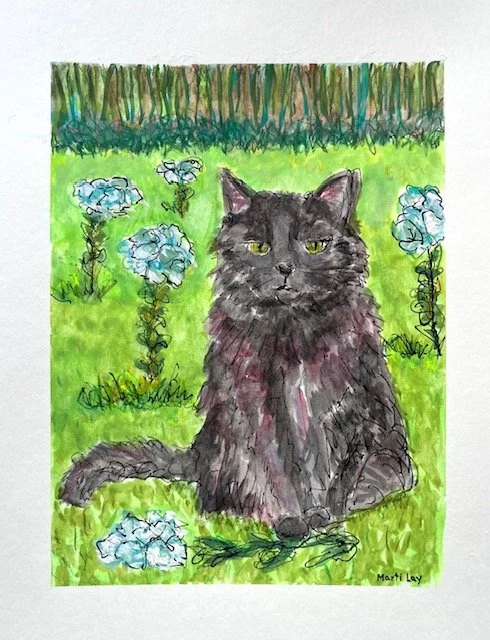 black cat painting