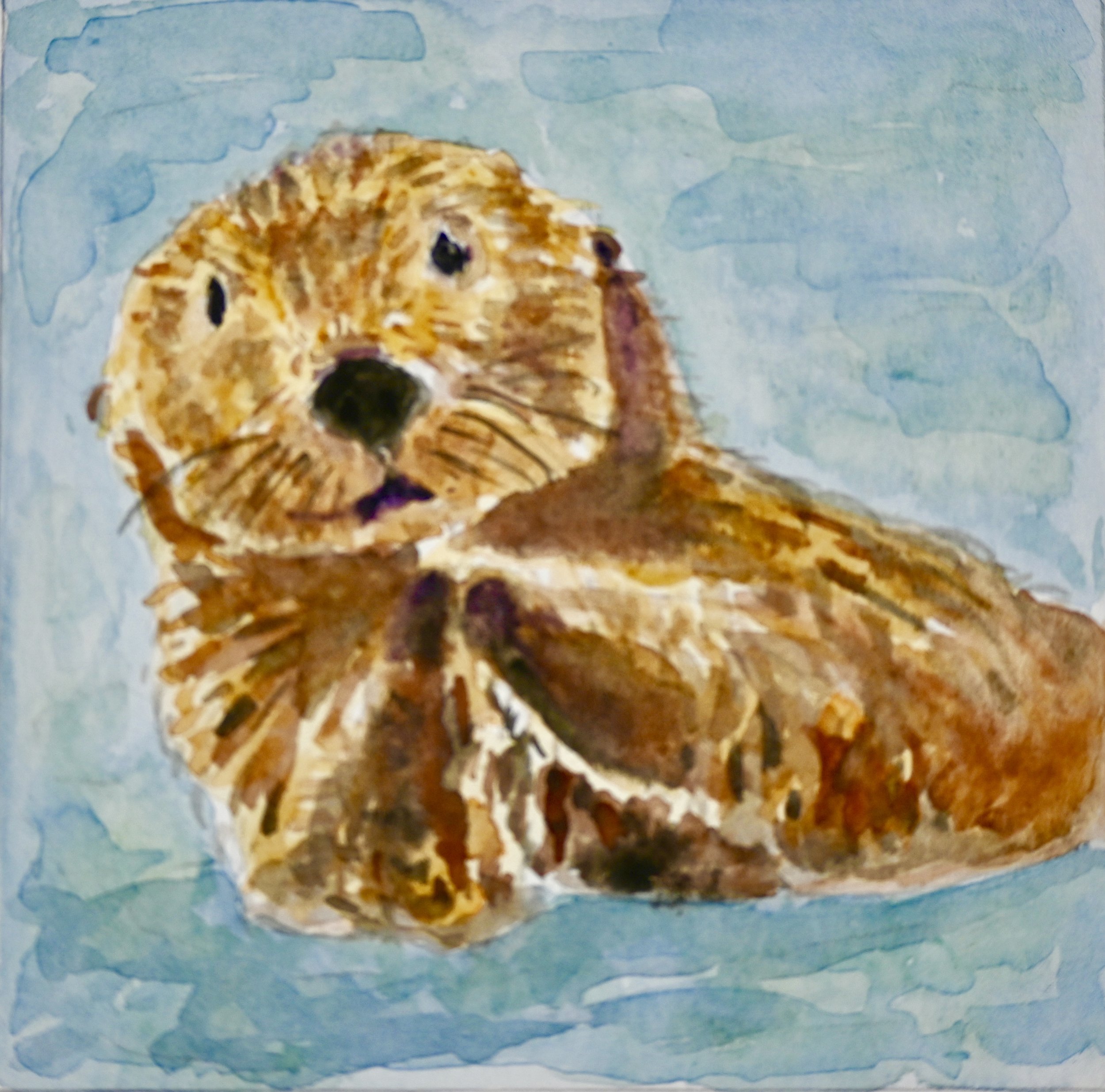 Sea otter watercolor painting