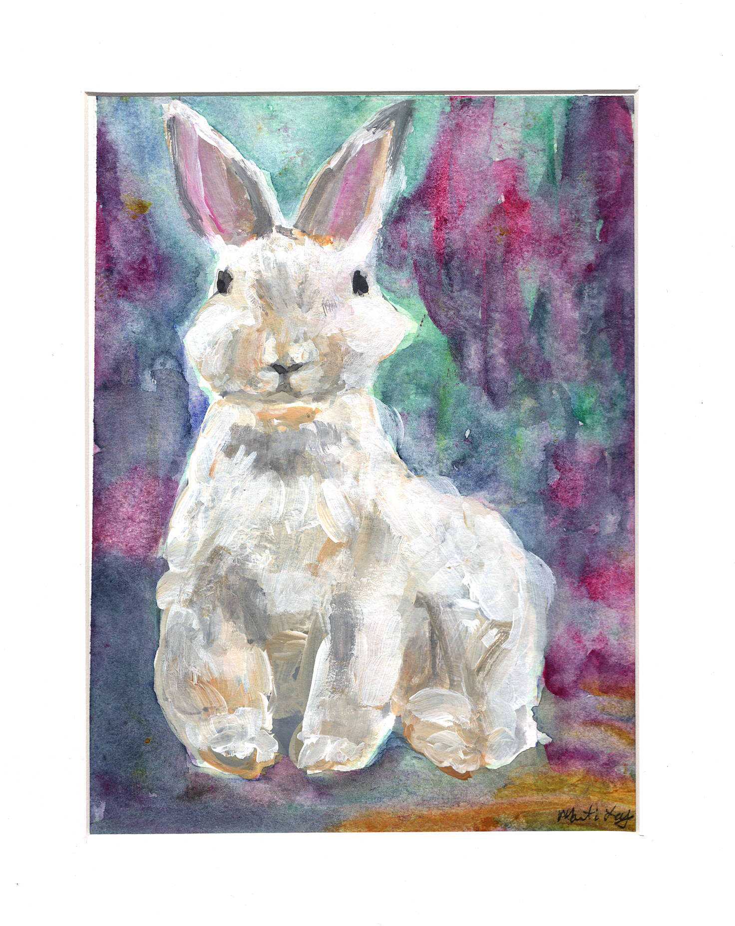 rabbit gouache painting