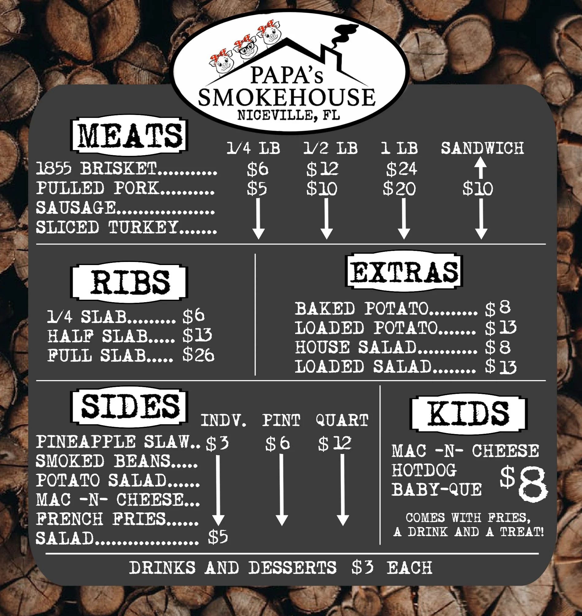 Menu — PAPA's Smokehouse Barbecue