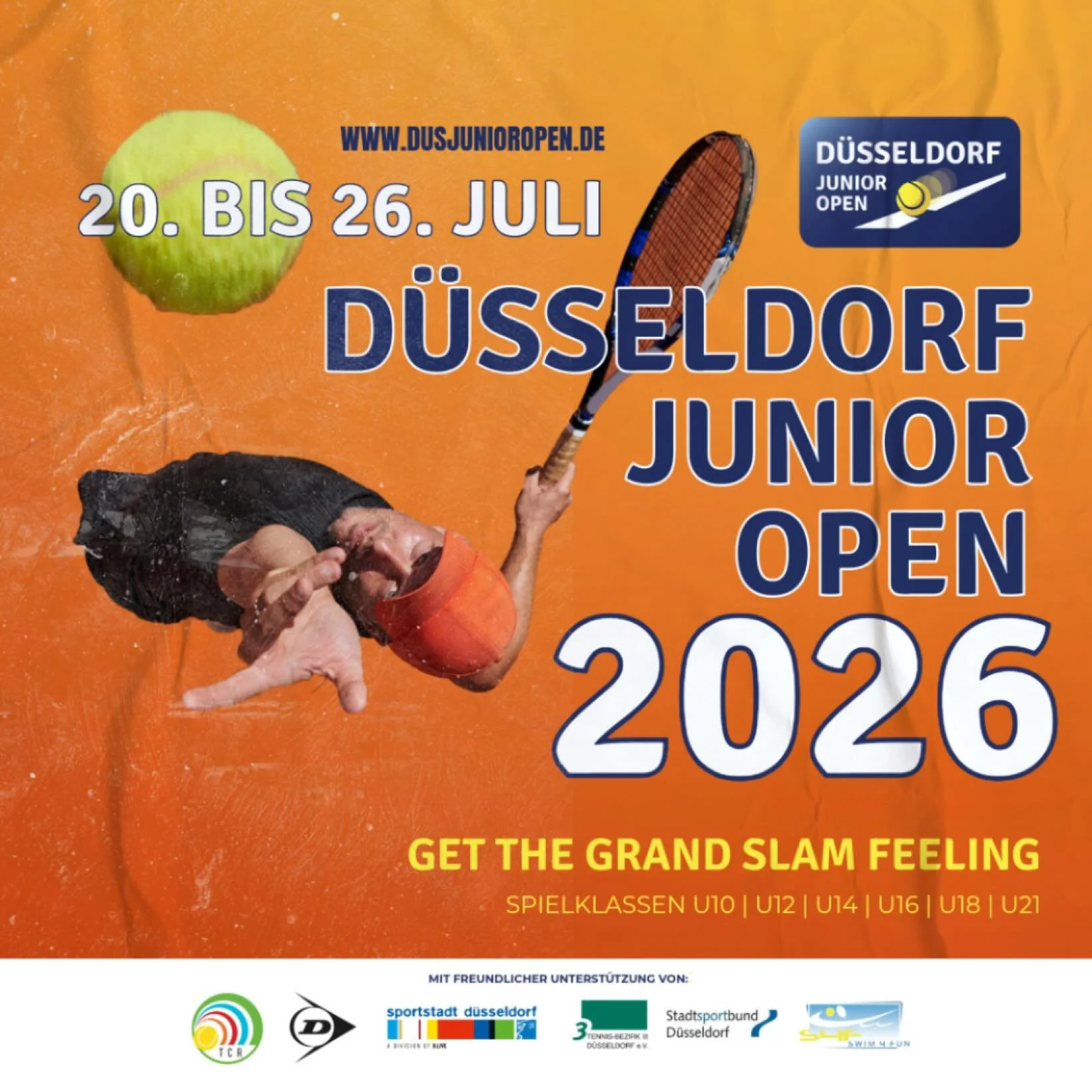 🎾 Save the date 🎾  Jetzt schon f&uuml;r 2026 vormerken: die DusJuniorOpen finden vom 20. bis 26. Juli 2026 statt. 💯 get the grandslam feeling 💯  #dusjunioropen #getthegrandslamfeeling #TCR #TCRheinstadion #Tennis D&uuml;sseldorf dusopen thisisten