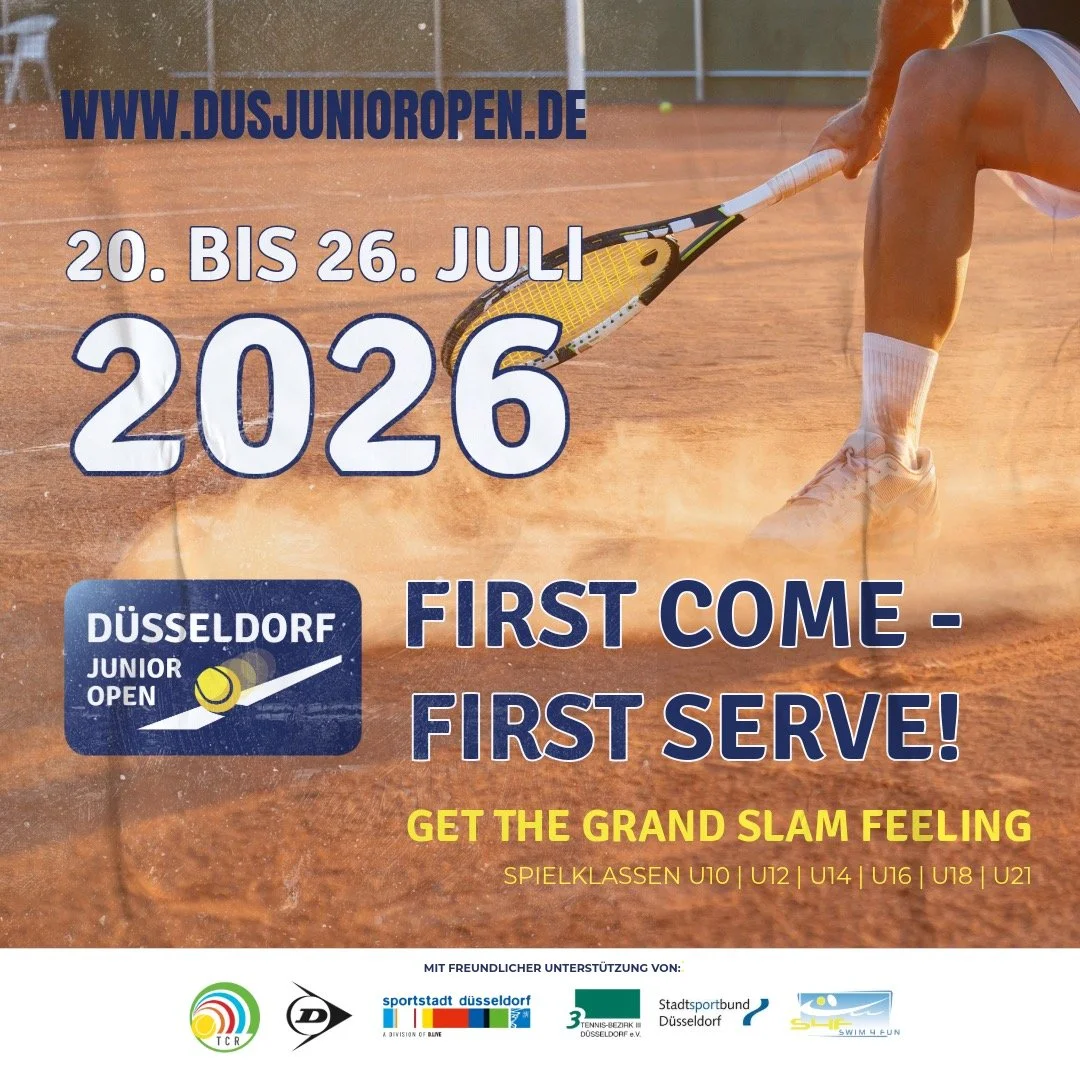 🎾 🔥First come, first serve 🔥 &ndash; also warte nicht zu lange und schnapp dir jetzt deinen Platz bei den D&uuml;sseldorf Junior Open! 🎾 💯 get the grandslam feeling 💯 #dusjunioropen #getthegrandslamfeeling #TCR #TCRheinstadion #Tennis #D&uuml;s