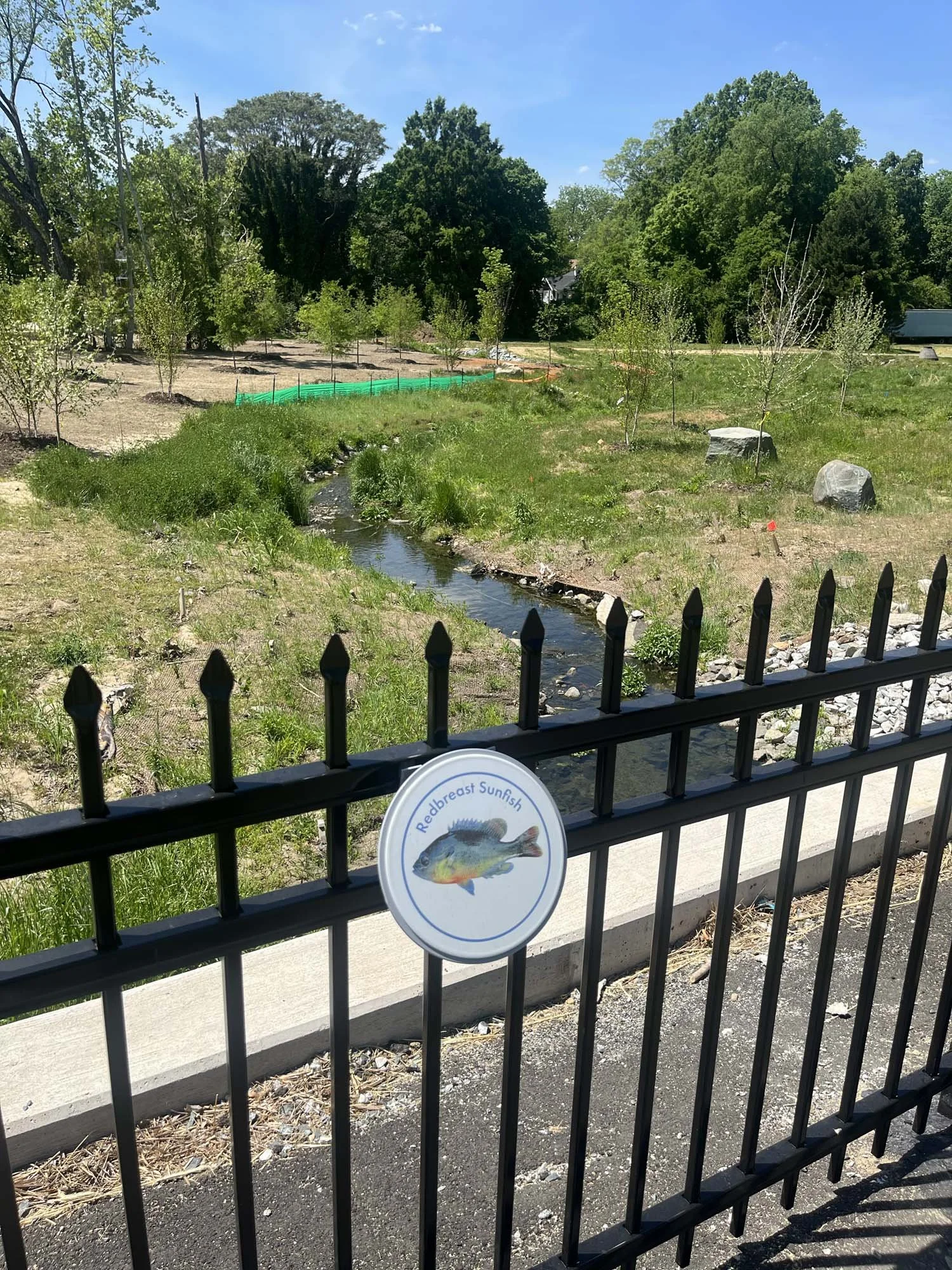 Signage showing the wildlife in the creek