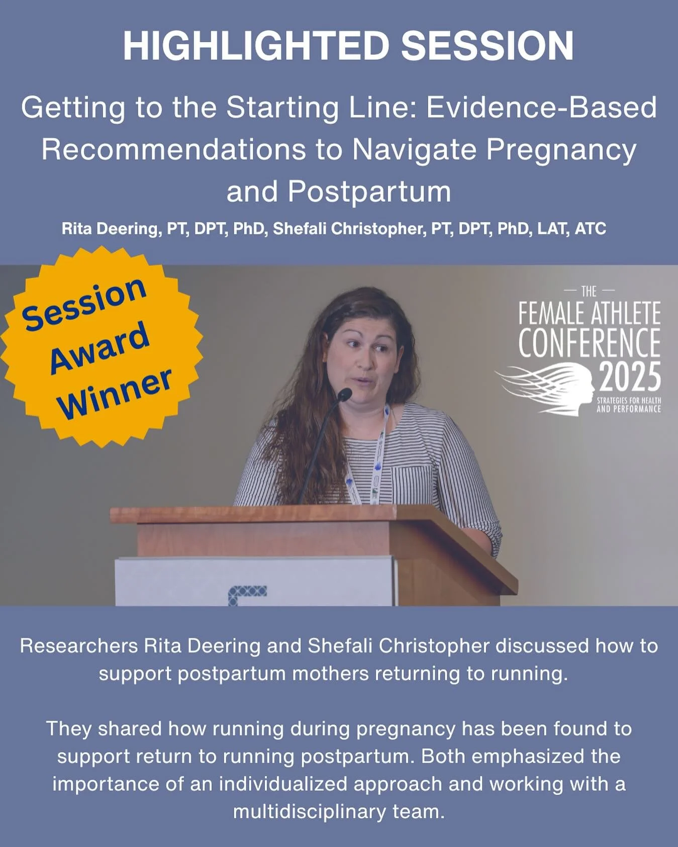 We are highlighting one of the spectacular sessions from the #2025FAC: Getting to the Starting Line: Evidence-Based Recommendations to Navigate Pregnancy and Postpartum.
Don’t miss a chance to learn from this session and others! Virtual regist