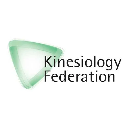 Logo of the Kinesiology Federation with a green abstract shape and black text.