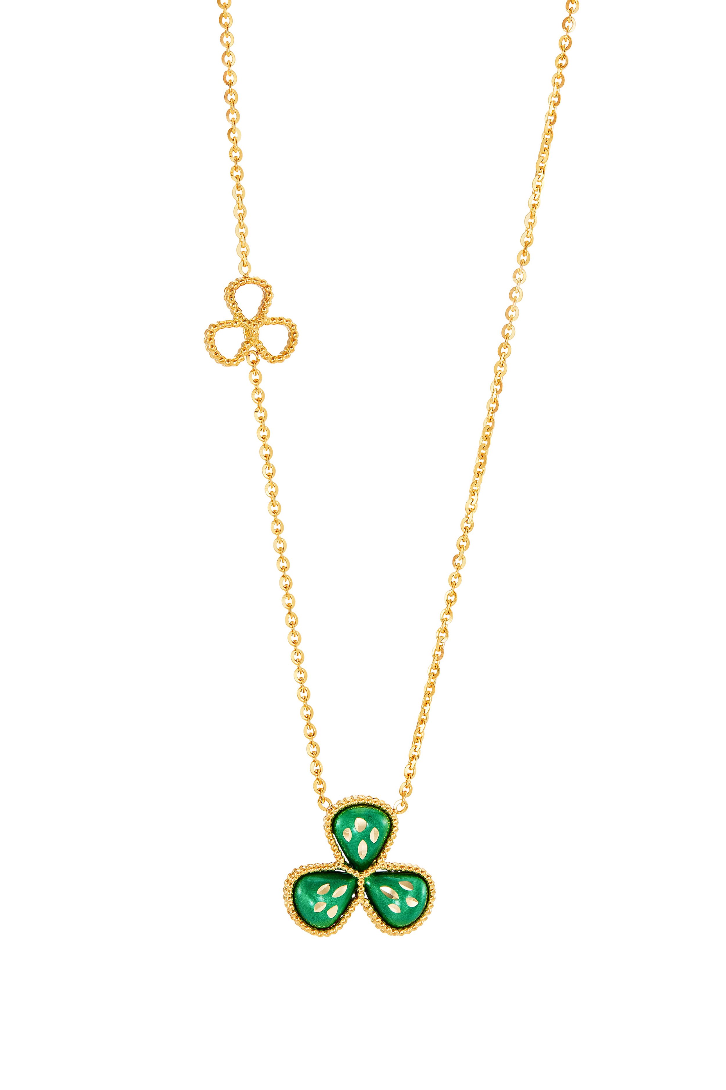 Viola Necklace in Green, Turquoise and Yellow Gold 1.jpg
