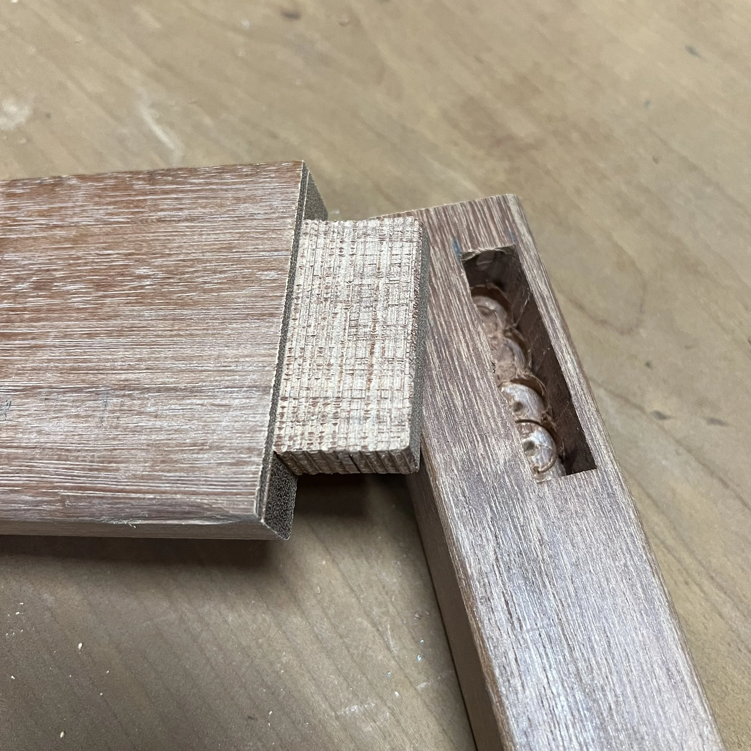 Tenon ready to join to leg