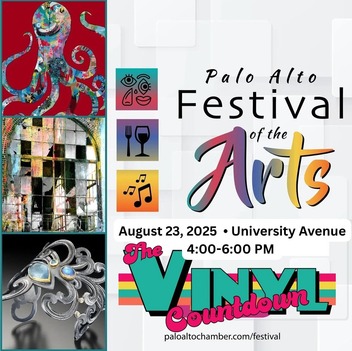THIS SATURDAY!! Are you ready Palo Alto? 
The Vinyl Countdown will be bringing you all the best nostalgic pop &amp; rock hits from the 70s 80s and 90s 💃