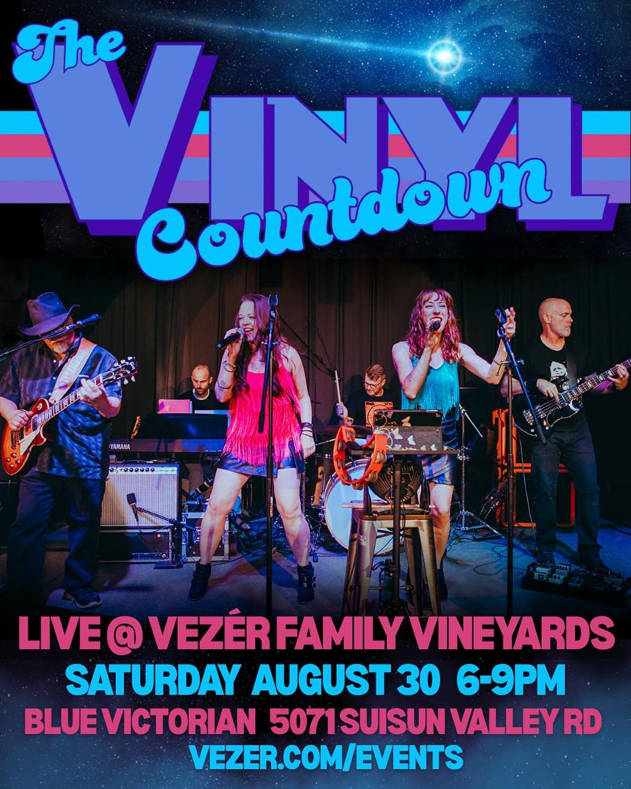 You asked, we said hell yeah! We will be in Fairfield again at Vez&eacute;r Family Vineyards&rsquo; Blue Victorian Winery at the end of the month.

🍷 Get ready for an evening of food &amp; wine, dancing, and singing along with us on Saturday, August