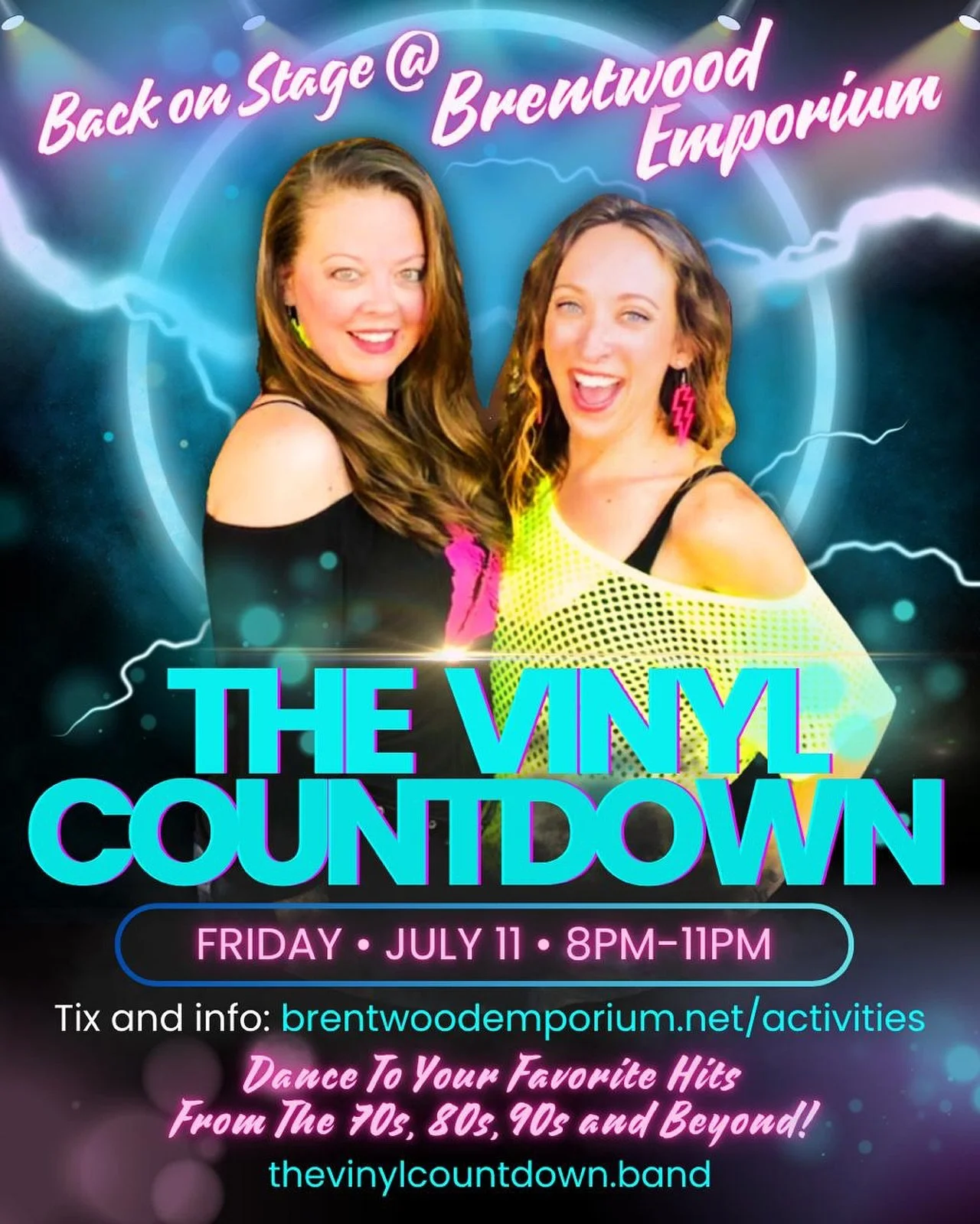 MARK YOUR CALENDAR: Brentwood native, Jessie Ray, and her band The Vinyl Countdown will be at the Emporium on July 11th from 8-11 PM! Get ready for all the most nostalgic from the 70s, 80s, &amp; 90s, with music from artists like Journey, Pat Benetar