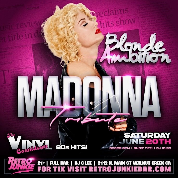 We&rsquo;re so excited to bring you all the 80s nostalgia before the Madonna Tribute Band takes the stage! 🤩

Saturday, June 20th
Doors open at 6:00 PM
Show starts at 7:00 PM