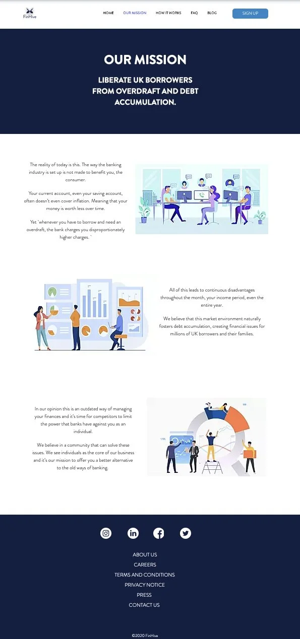High Fidelity prototype of website Our Missionpage