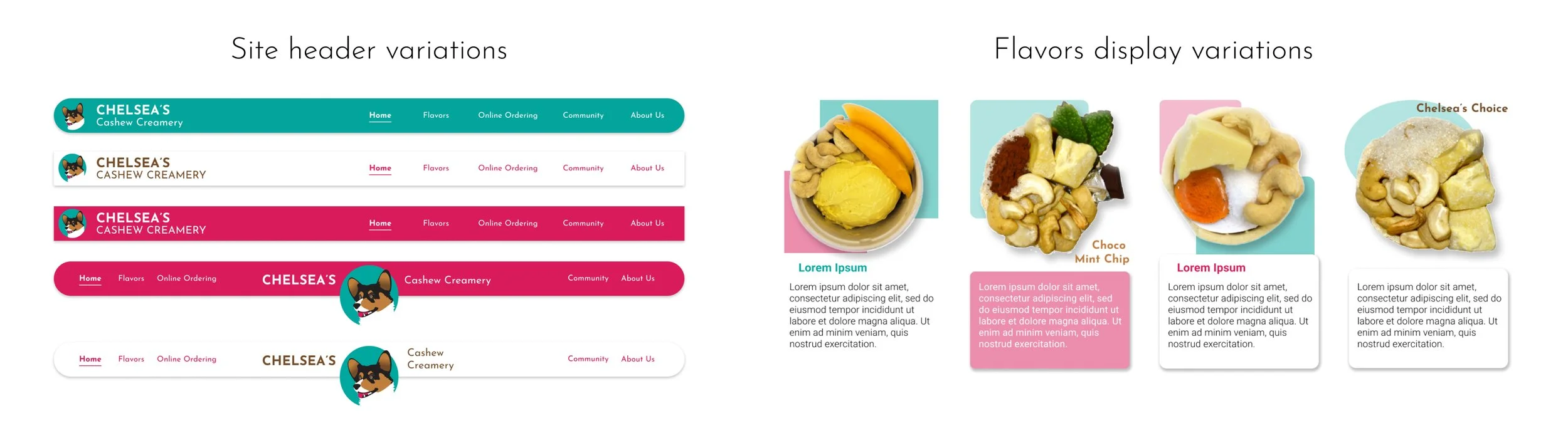 Site Header and Flavors display variations