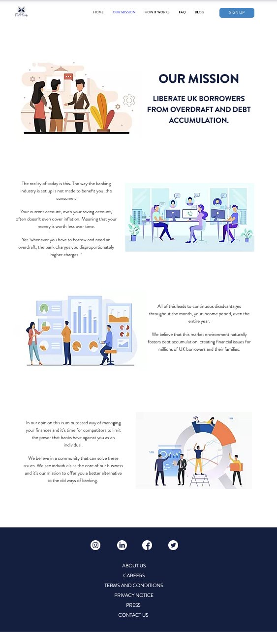 High Fidelity prototype of website Our Mission page