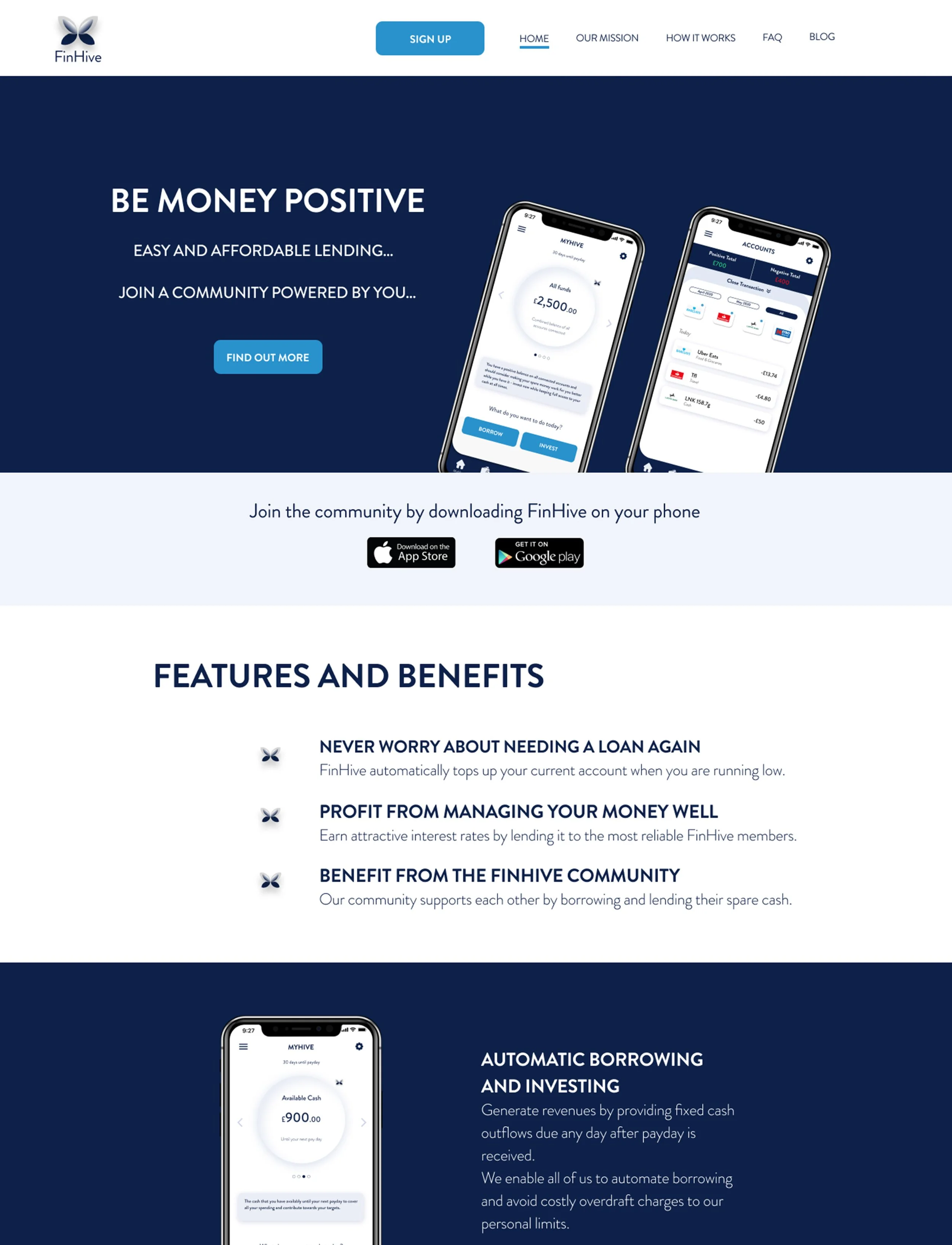 High Fidelity prototype of website homepage blown up