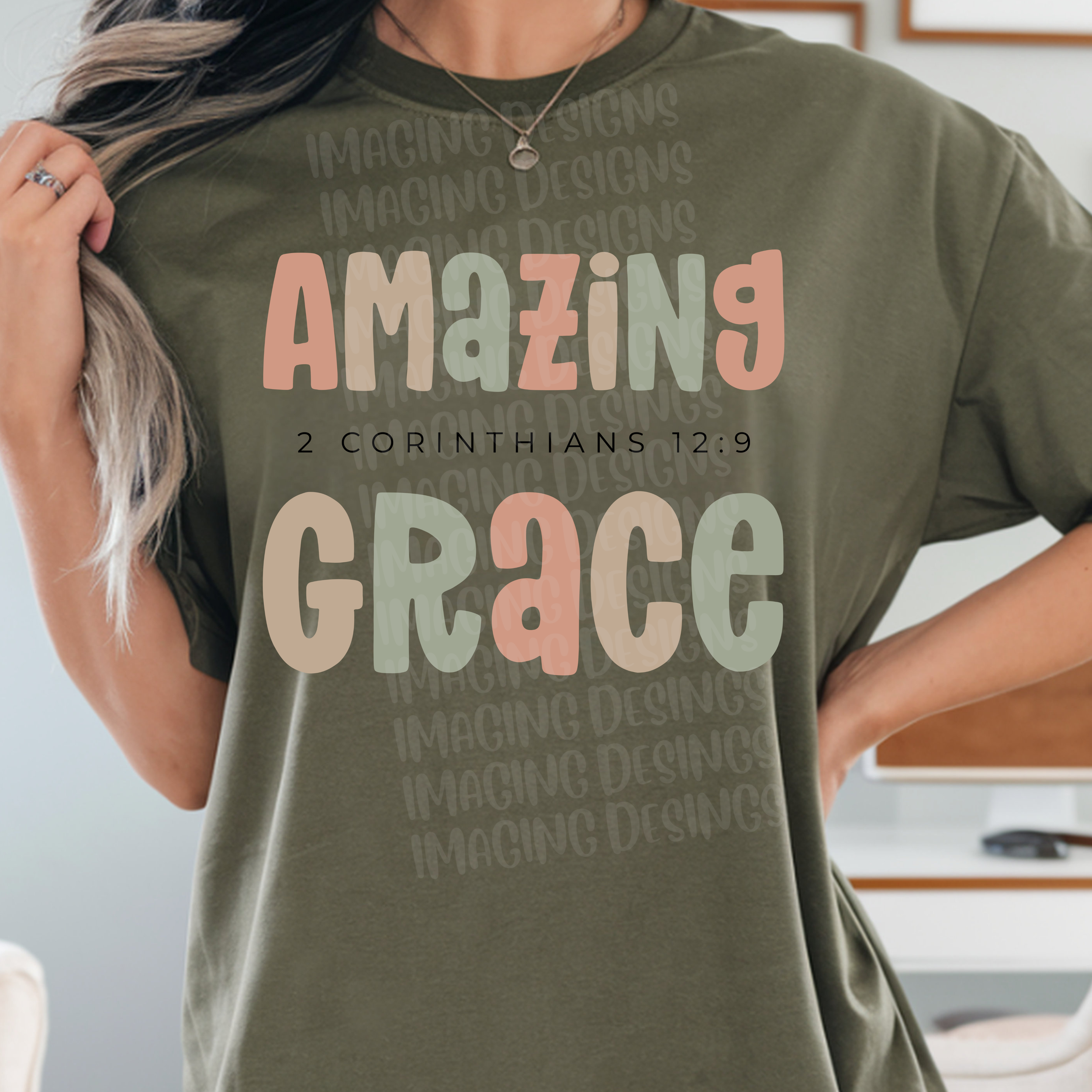 Amazing Grace 2 Cor 12:9 DTF Transfer