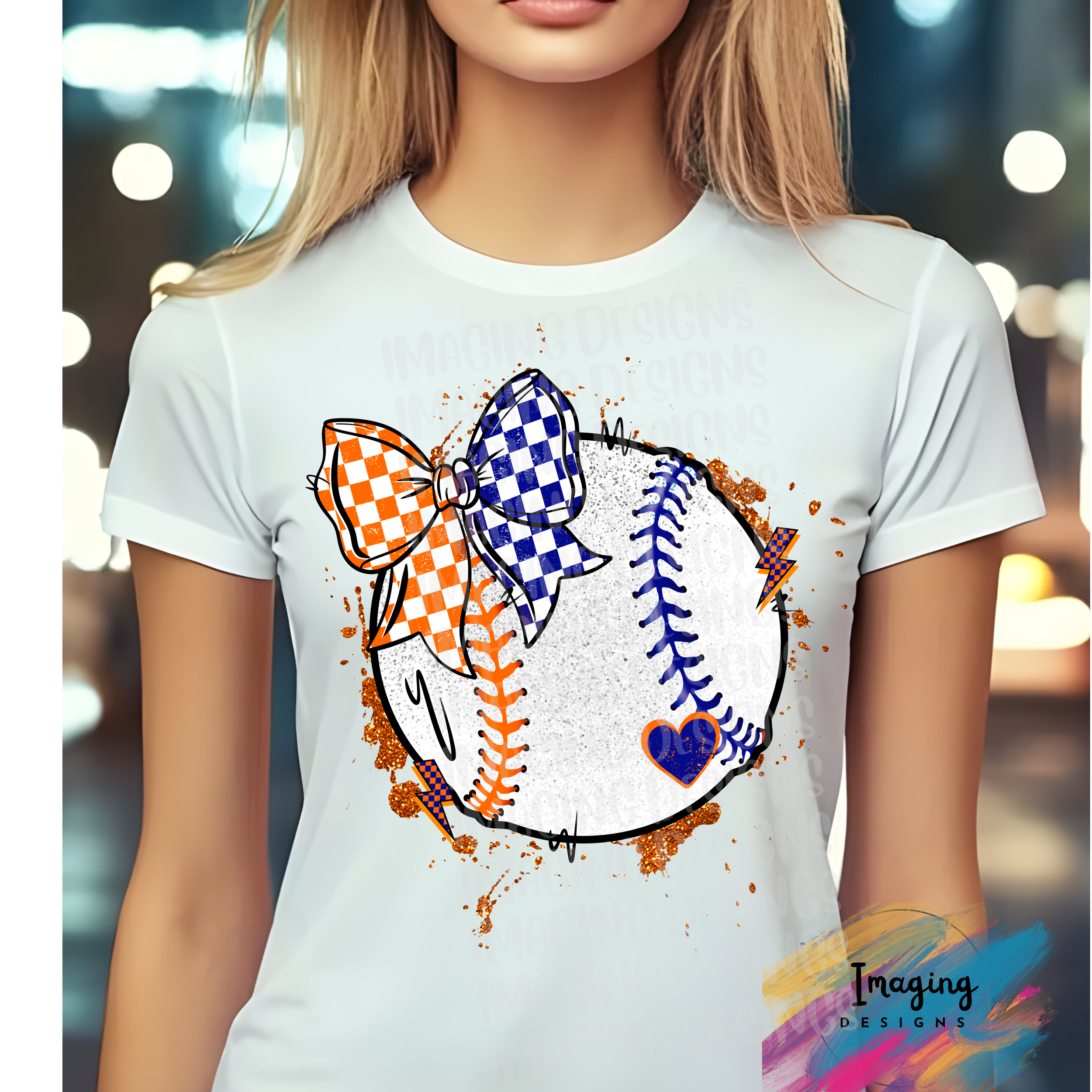 Orange & Blue Baseball DTF Transfer