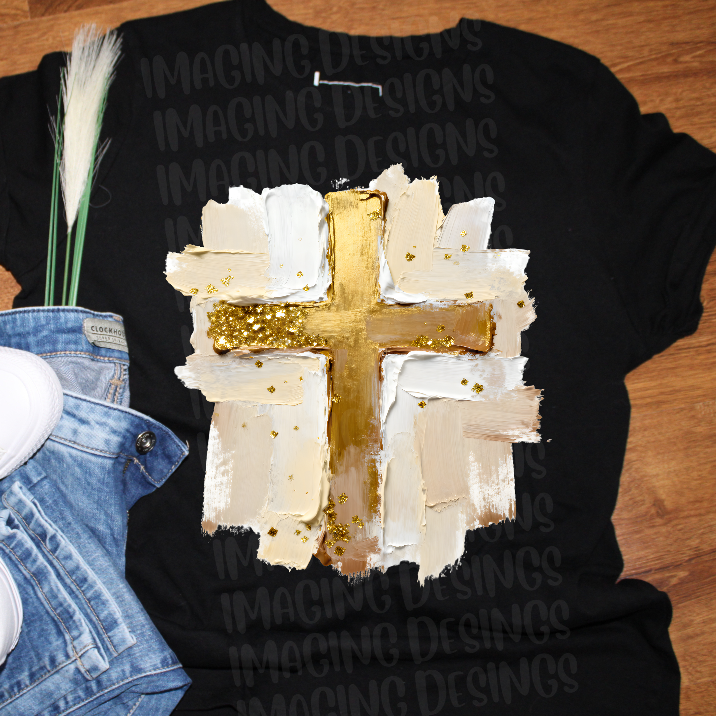 Gold Brushstroke Cross