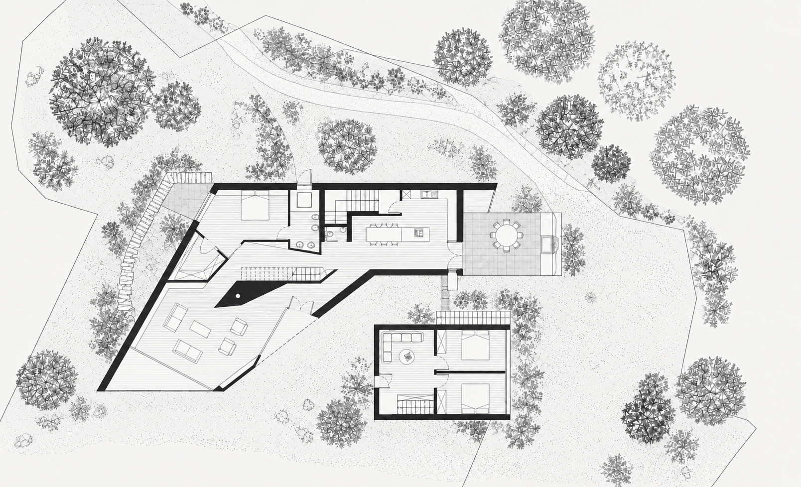Planimetria architettonica con casa e giardino.png