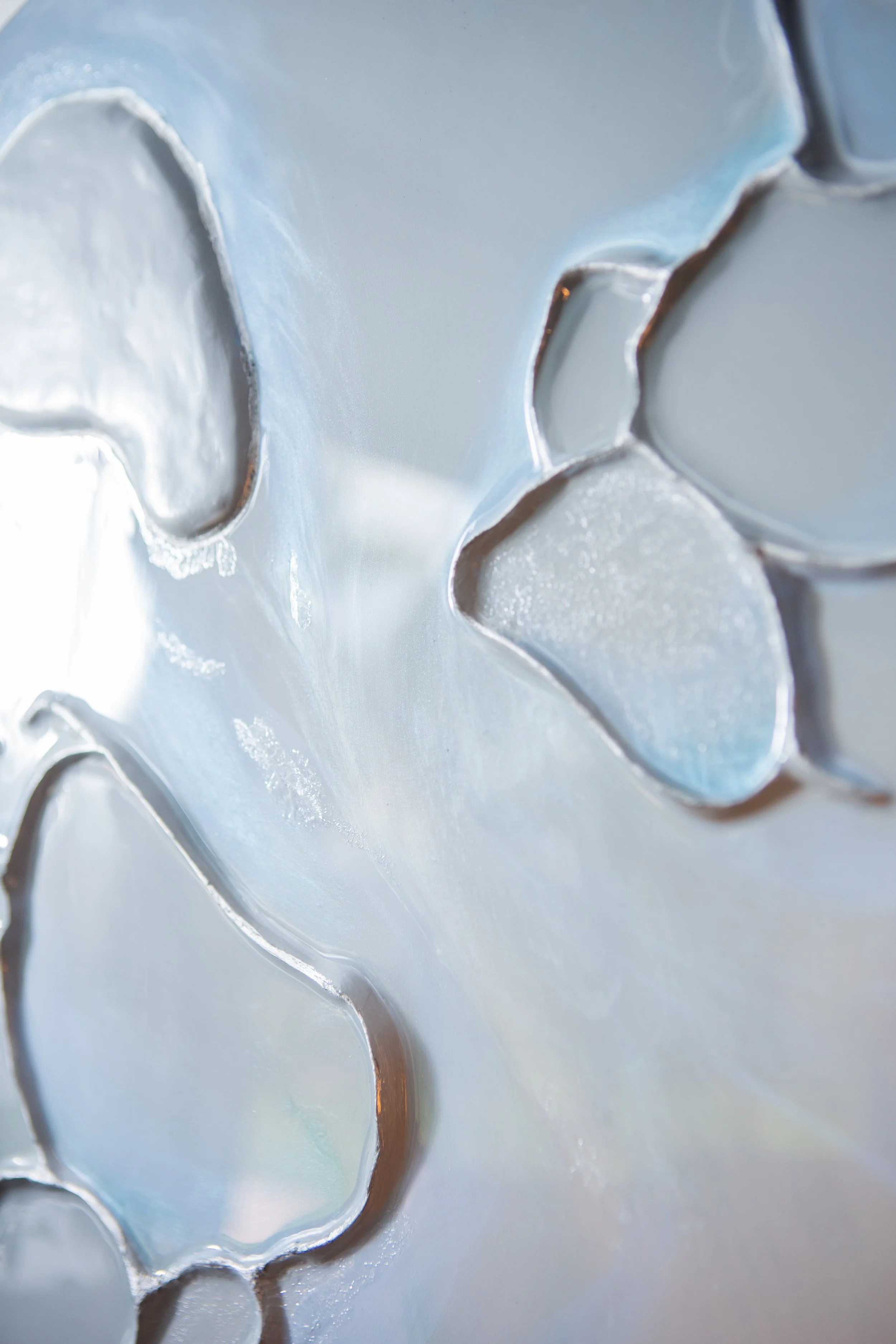 30" - wooden circle, mixed media - detail