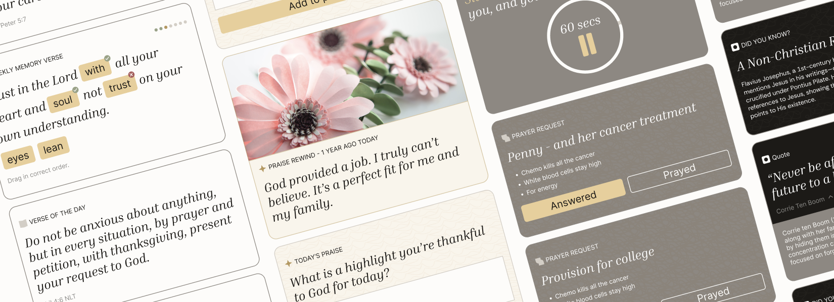 Still - Card designs for praise, prayer, daily verses and Bible quiz