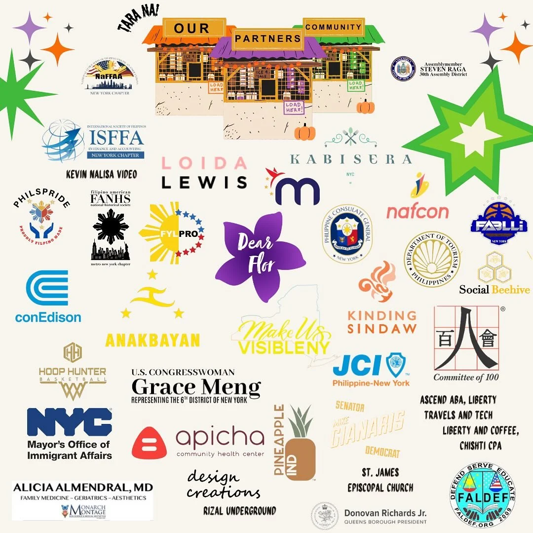 MANY THANKS TO OUR SPONSOR: Dear Flor for their support + all of our volunteers and community partners that help make this event possible:
Aida Bartolome of Foundation for Filipino Artists, Inc., Ambra Gutierrez of Model Alliance, Banana Ketchup, Bry