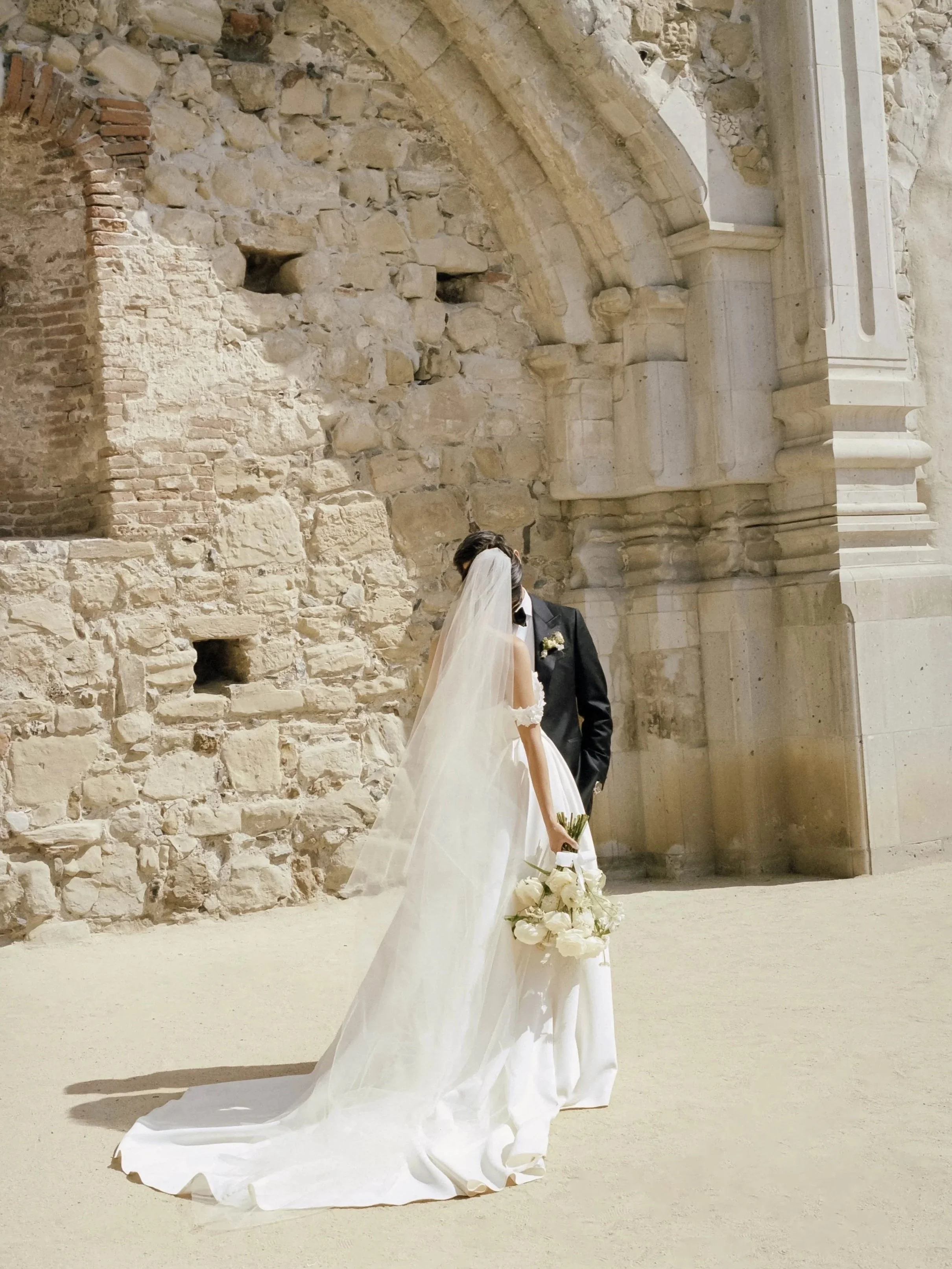 mission San Juan Capistrano wedding portrait