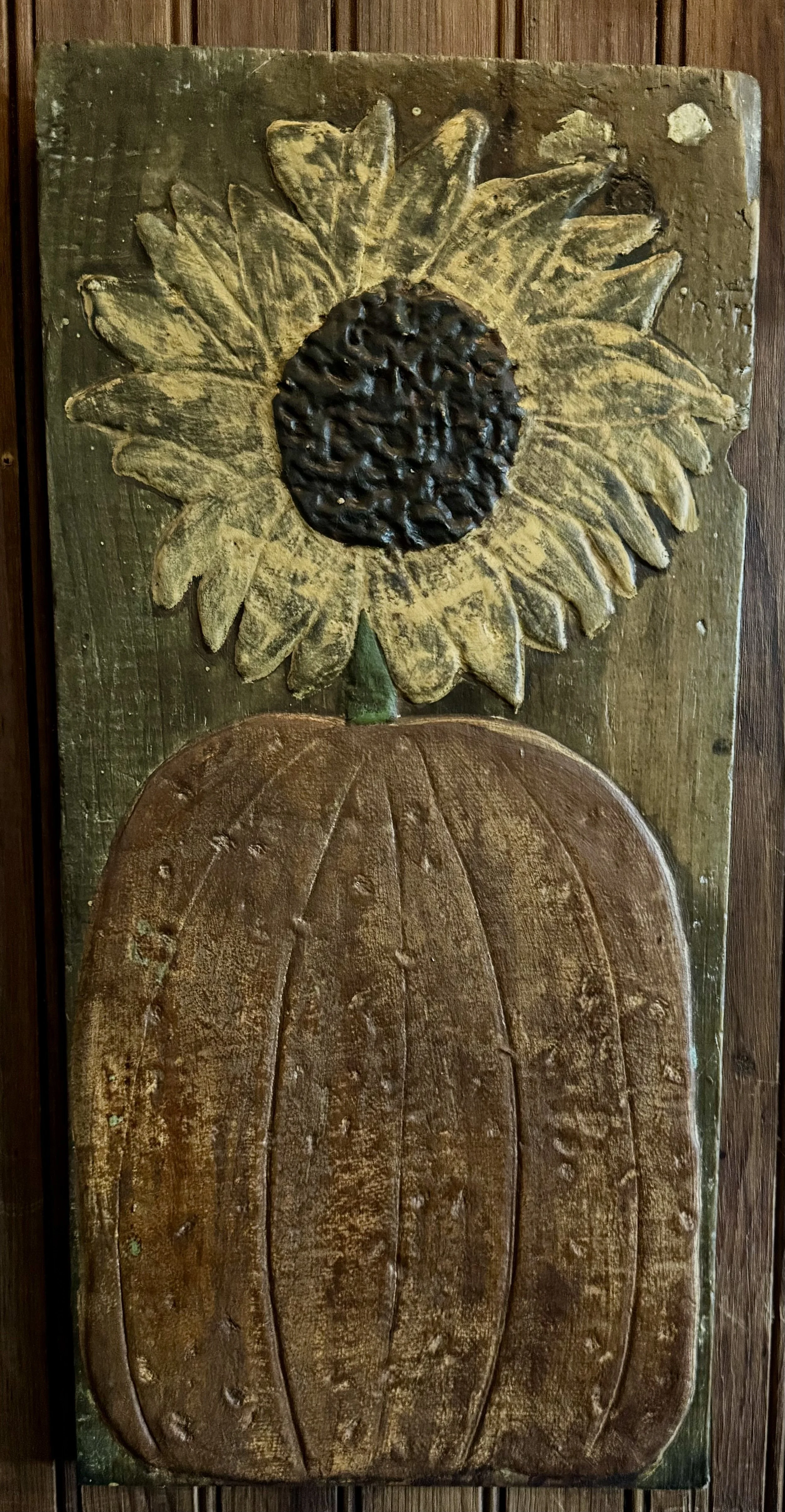 Large Tall Pumpkin with Sunflower