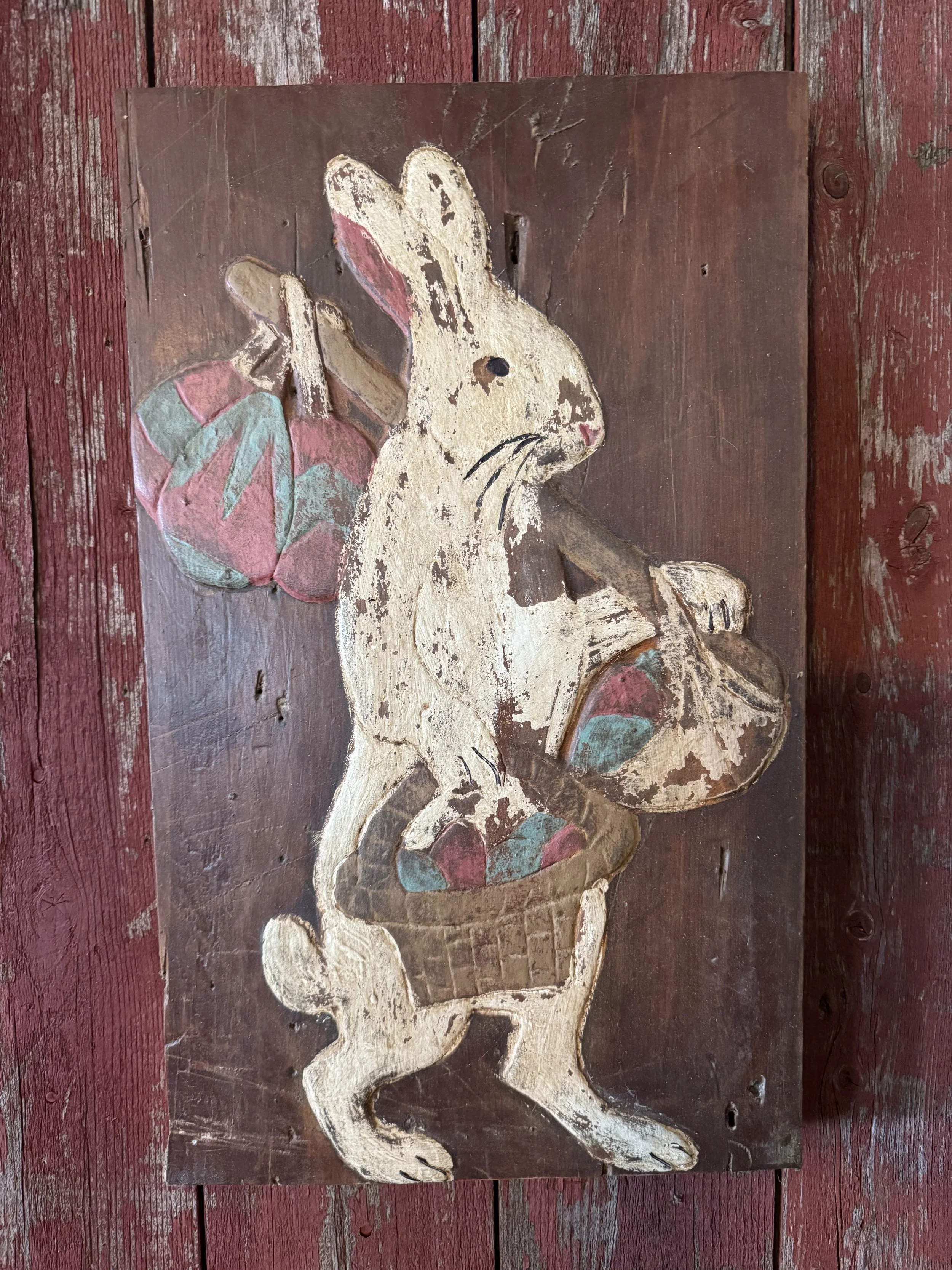 Easter Bunny Delivering Colored Easter Eggs